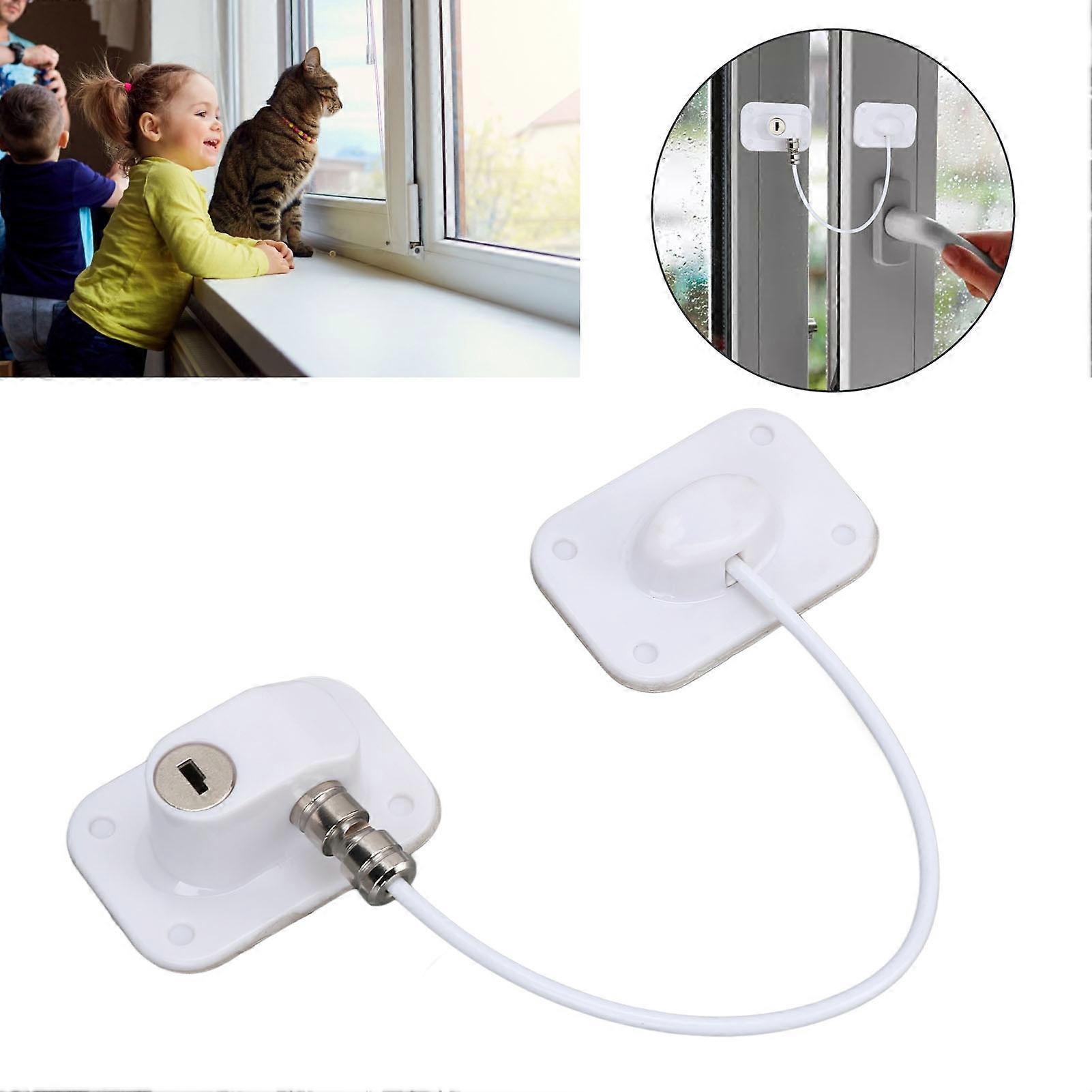 Stainless Steel Window Restrictor Lock White Safety Limit Anti-Fall