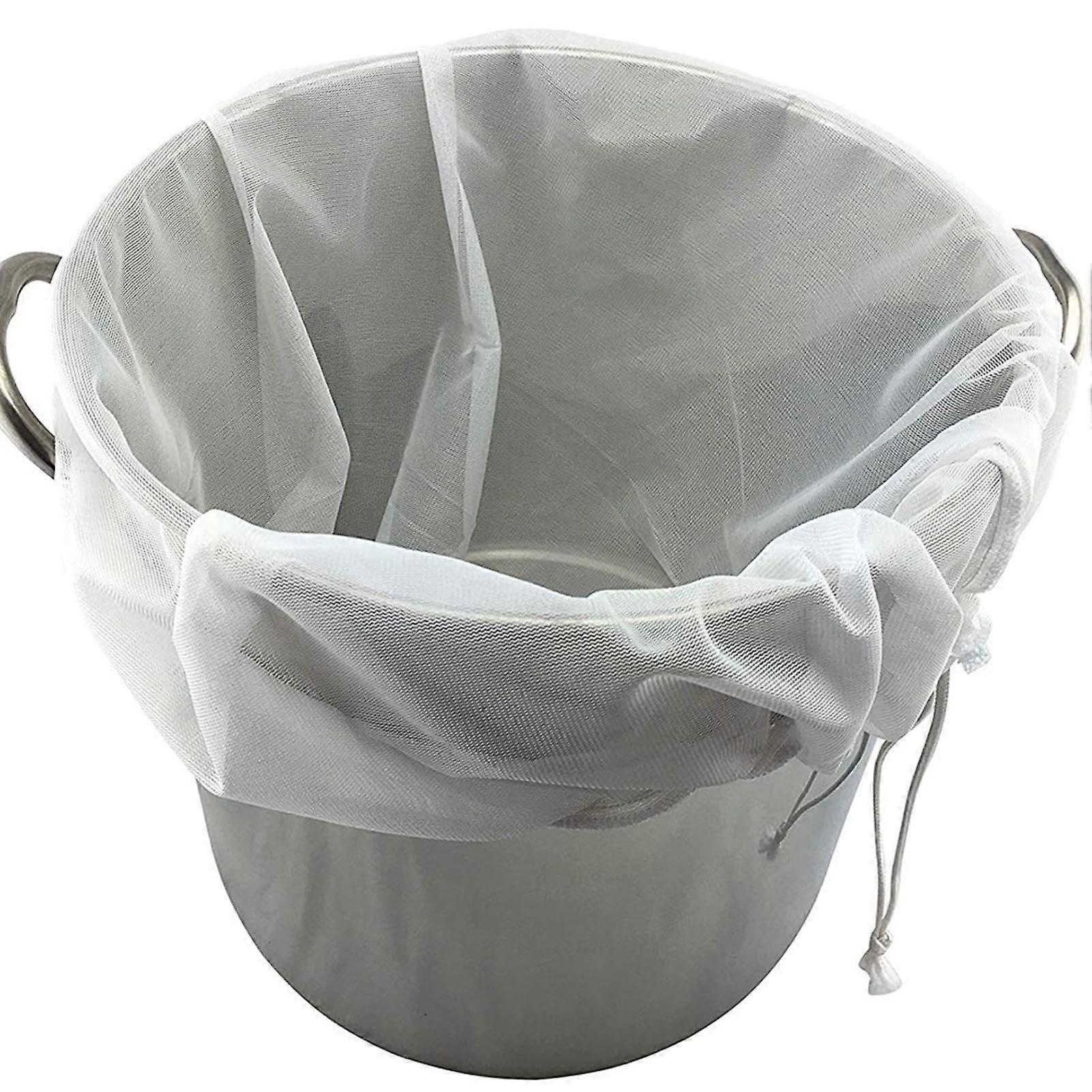Brew Strainer Bag 20x27 Inch, Large Capacity, Reusable Brew Filter, Fruit Friendly, White, Compatible With Home Brewers