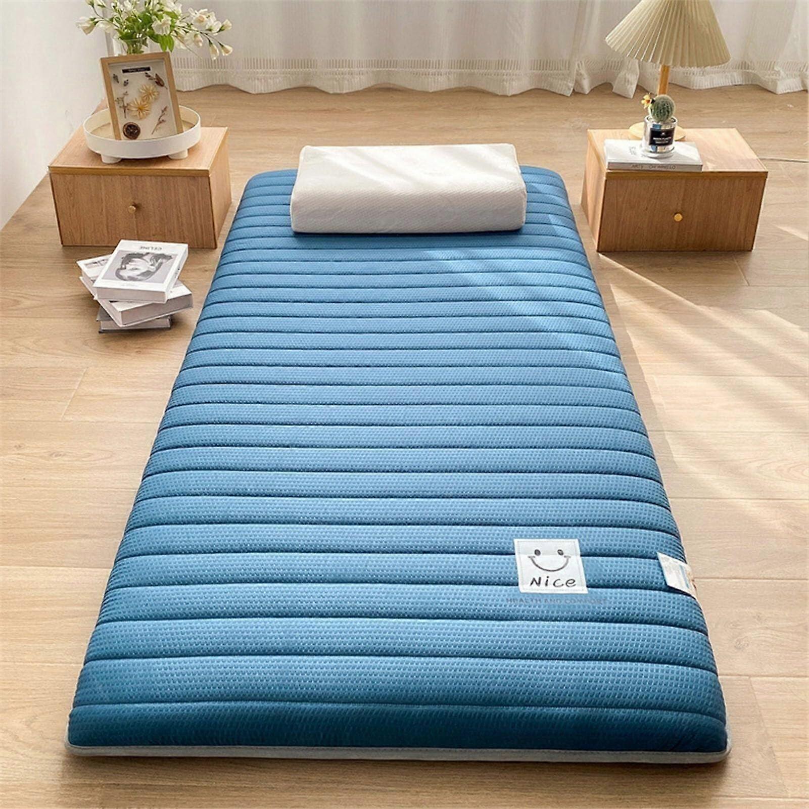 Japoński gruby materac futon Składany miękki oddychający pościel Dorms Camping Travel Blue 120x200 cm i 90x200 cm