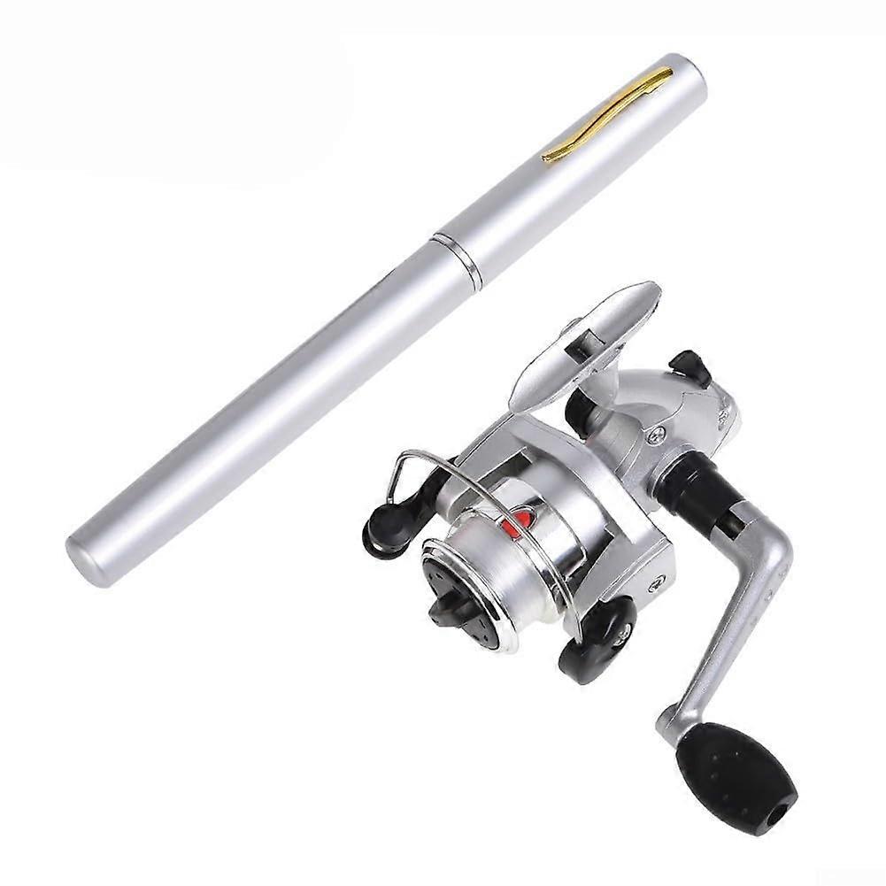 Portable Pen Fishing Rod Set Compact Silver Tackle Kit 97Cm Extended Rod 20Cm Collapsed AB5 Reel 5Section Ultra Design