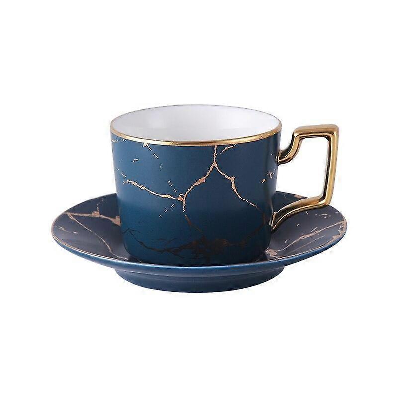 Coffee Cup Tableware Home Ceramic Black Tea Cup And Saucer Creative Marble Pattern Coffee Cup
