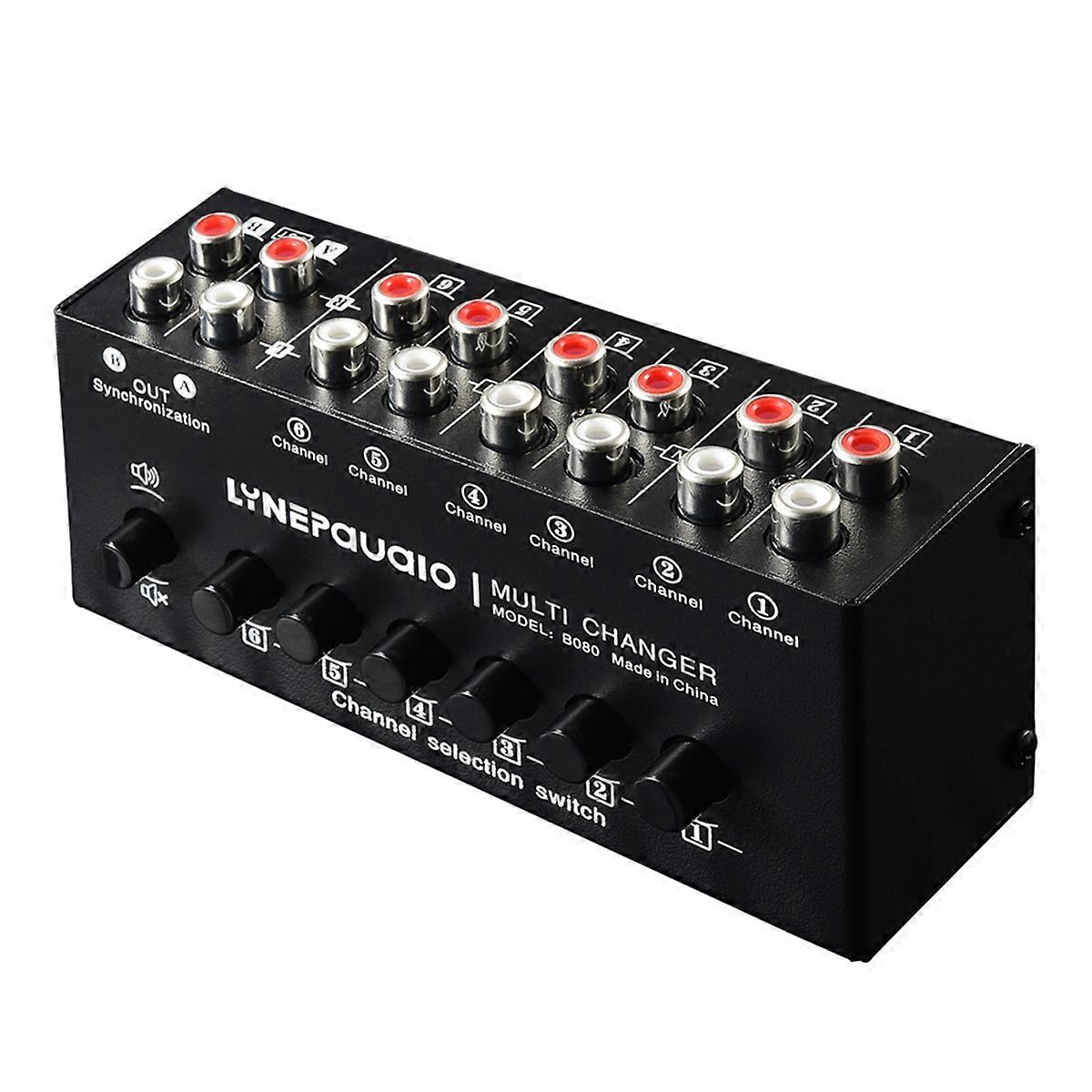 6 In 2 Out Audio Signal Selector Switcher Audio Source Switcher Audio Line Selector 2-Kanal Synchroner Ausgang