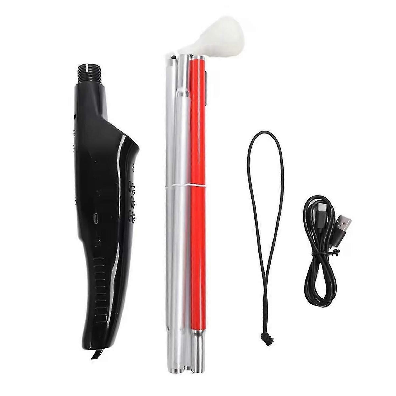 Folding Guide Cane with Red Reflective Electronic Voice Obstacle Avoidance Blind Cane for Blind Peop