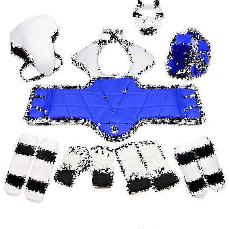 Taekwondo combat set with helmet, armor and boxing gloves