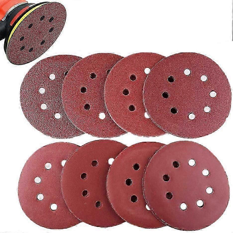 Sanding Discs, Pack of 80 Nylon Attached Sandpaper for Orbital Sander ? 125 mm Abrasive Discs 40/60/80/120/180/240/320/400 (10 discs per grit size) Gr