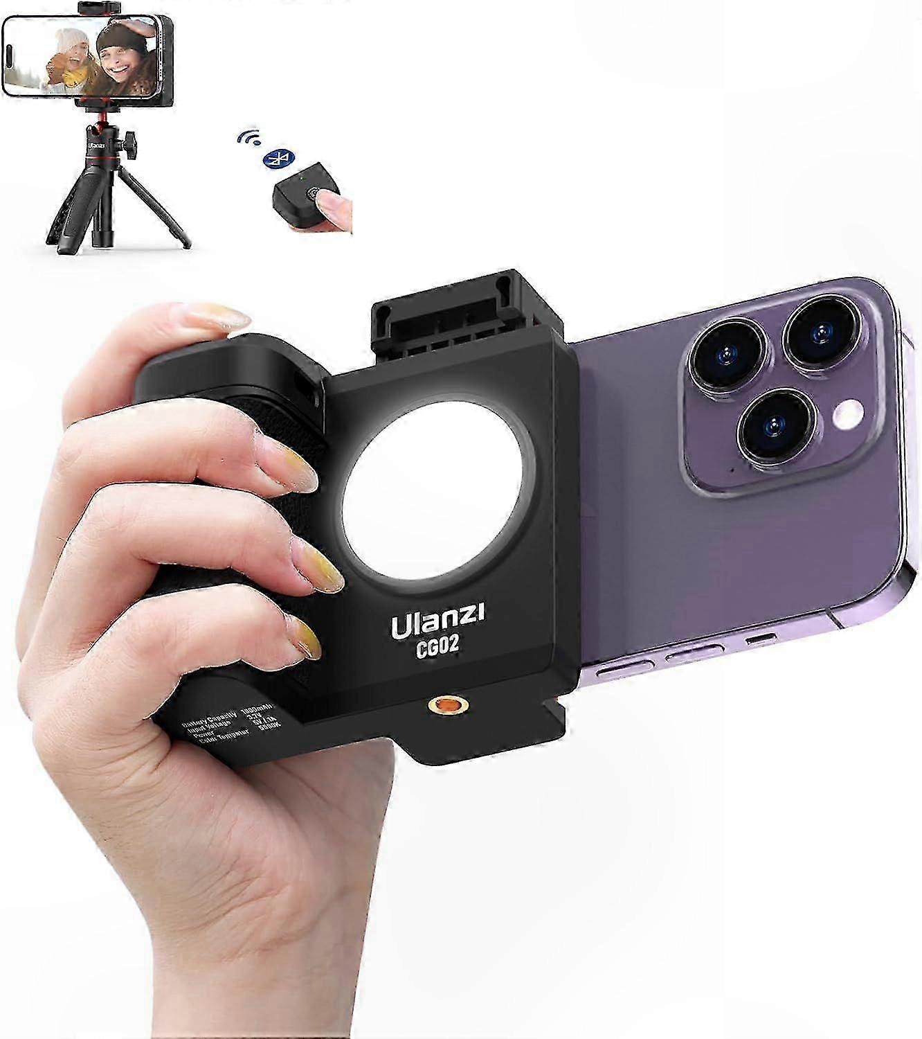 Wireless Camera Shutter Grip with Detachable Bluetooth Remote for Smartphones
