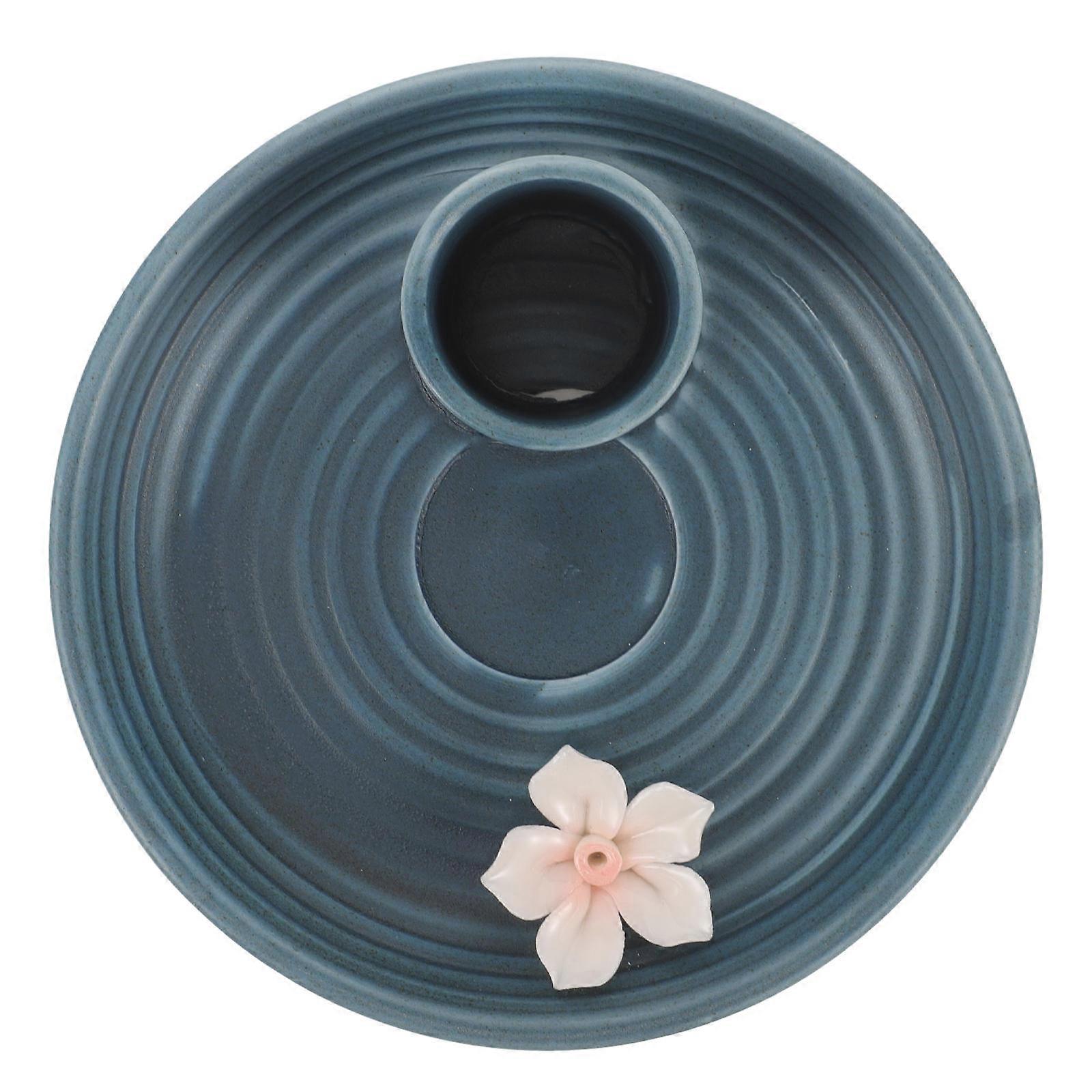 Ceramic Incense Burner Desktop Incense Holder for Kitchen Use 3Pcs Blue