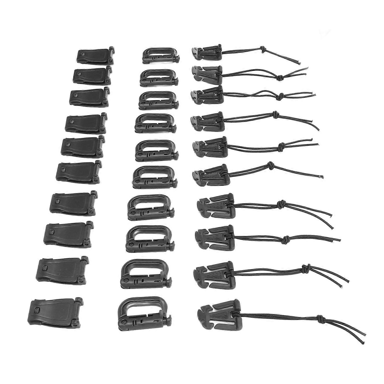30Pcs Black Backpack Clip Strap Set with D Ring Grimlock Locking