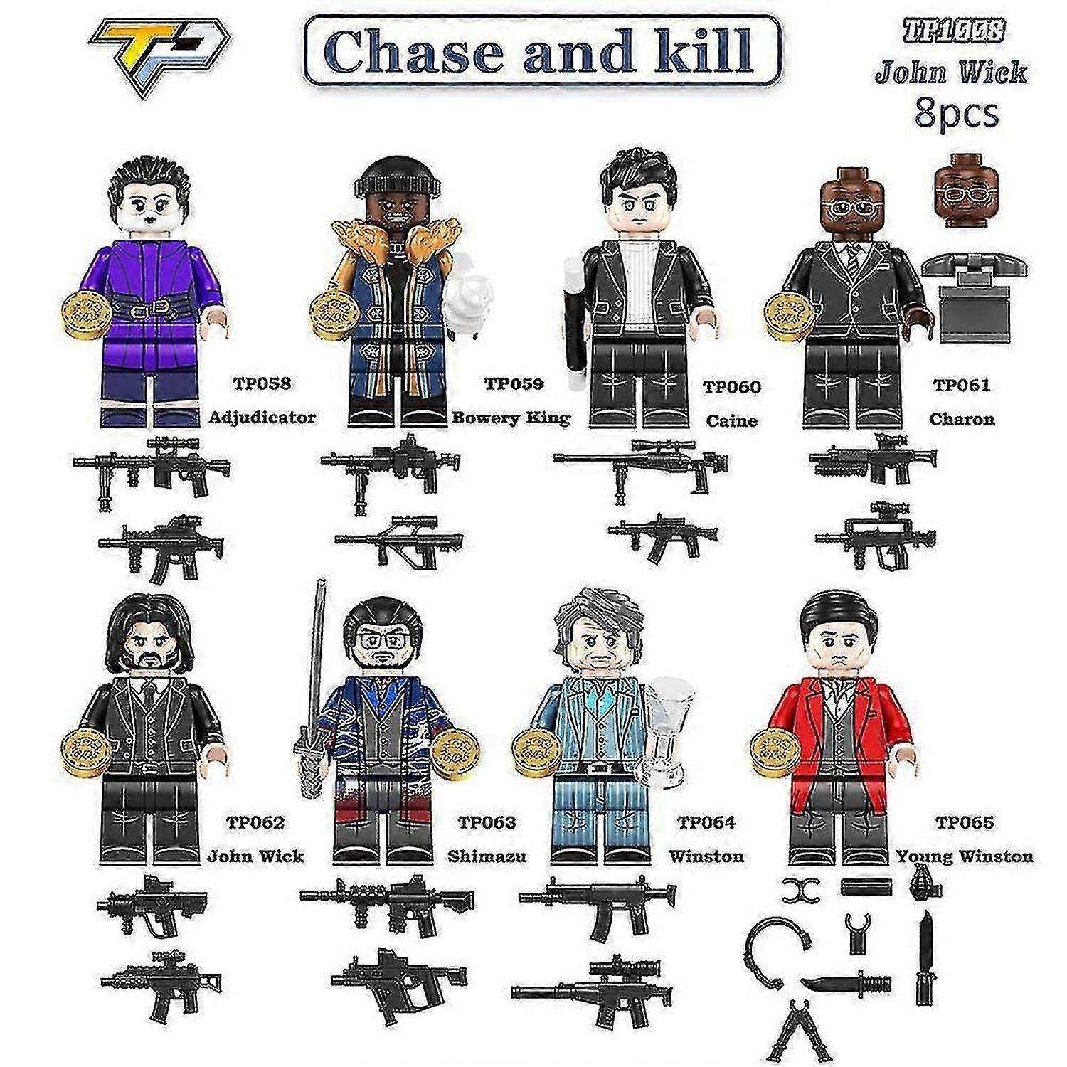 John Wick serien – minifigurer med 8 stk. byggeklodssæt – små legetøjsfigurer – Minifigurer samlet legetøj til børn Julegaver