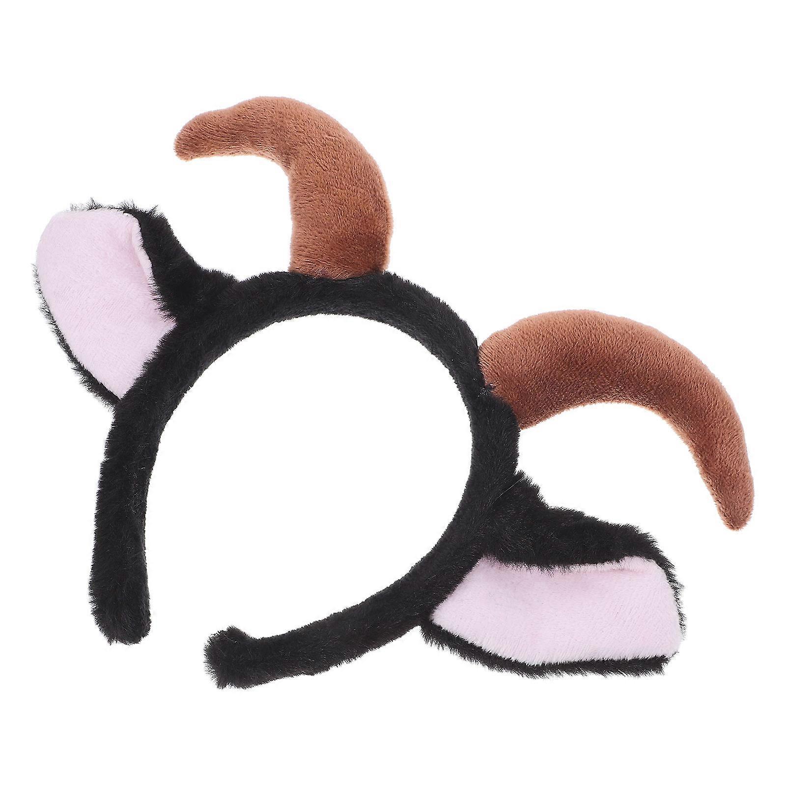 Lamb Headband with Goat Horns for Cosplay 3Pcs Plush Sheep Ear Hairband