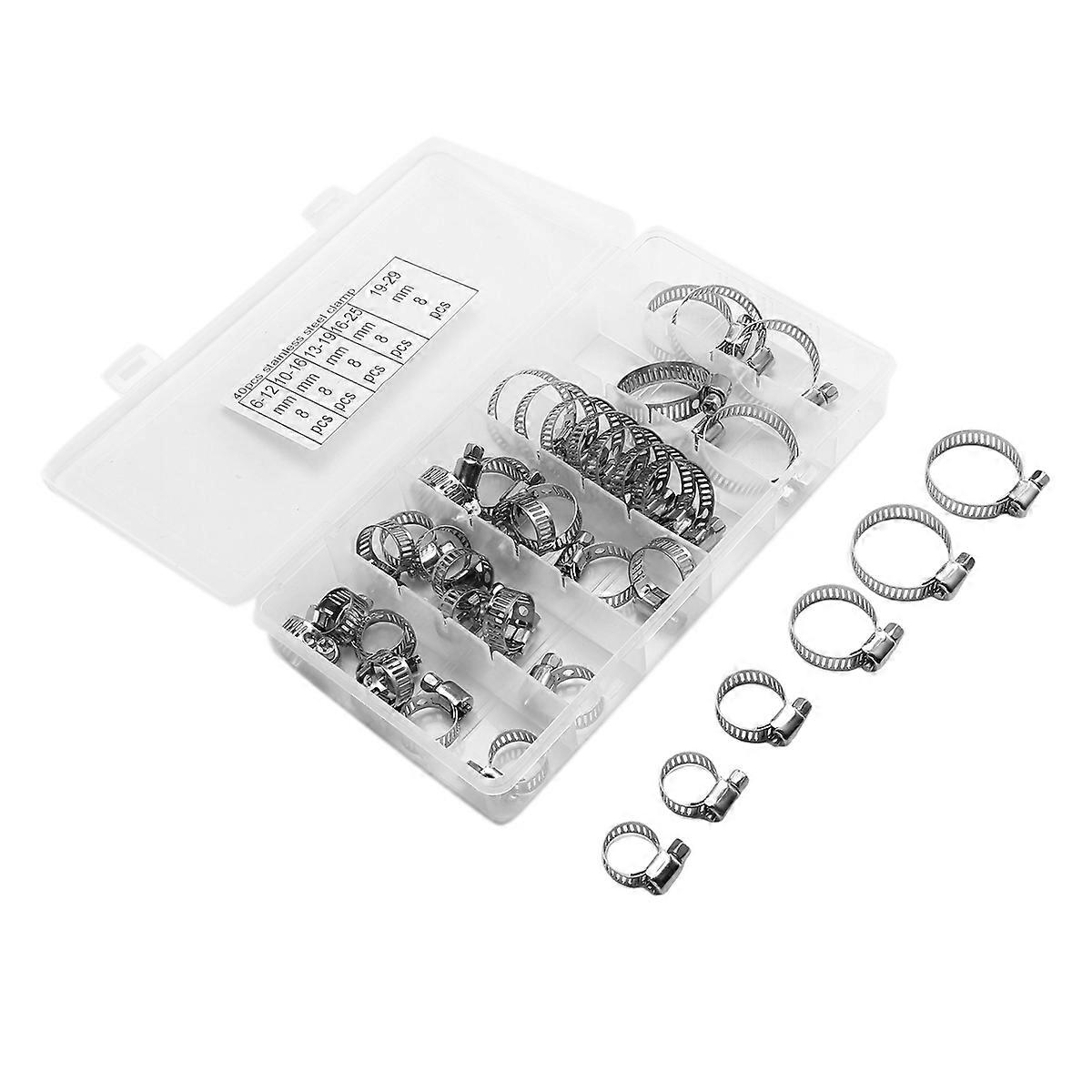Hose Clamp Set 1/4 - 1-1/8Inch Stainless Steel Worm Gear Hose Clamp