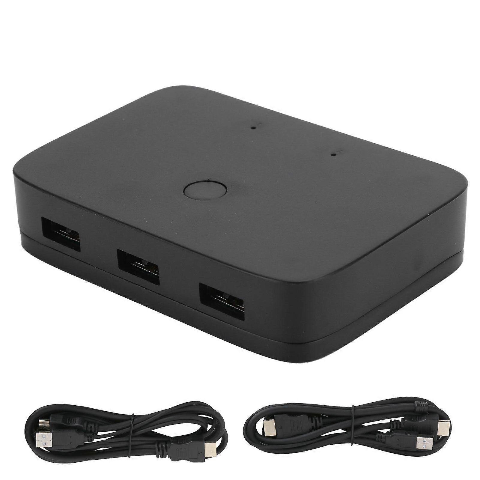 HDMI KVM Switcher Box 2 Port Computer Host 2in1out USB Sharing Mouse Keyboard Printer 201H