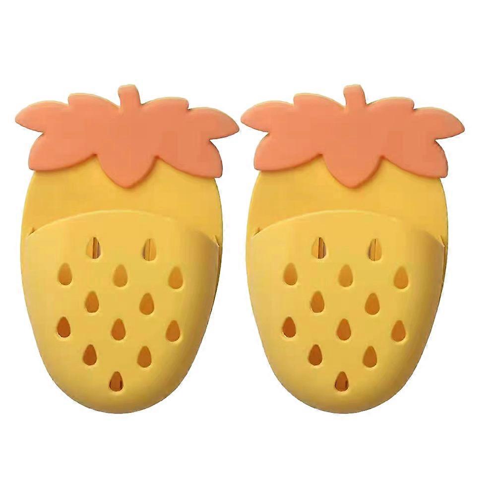 2Pcs Wall Organizer Household Remote Holders Multi-Function Shower Holders Yellow Pp for Homeowners