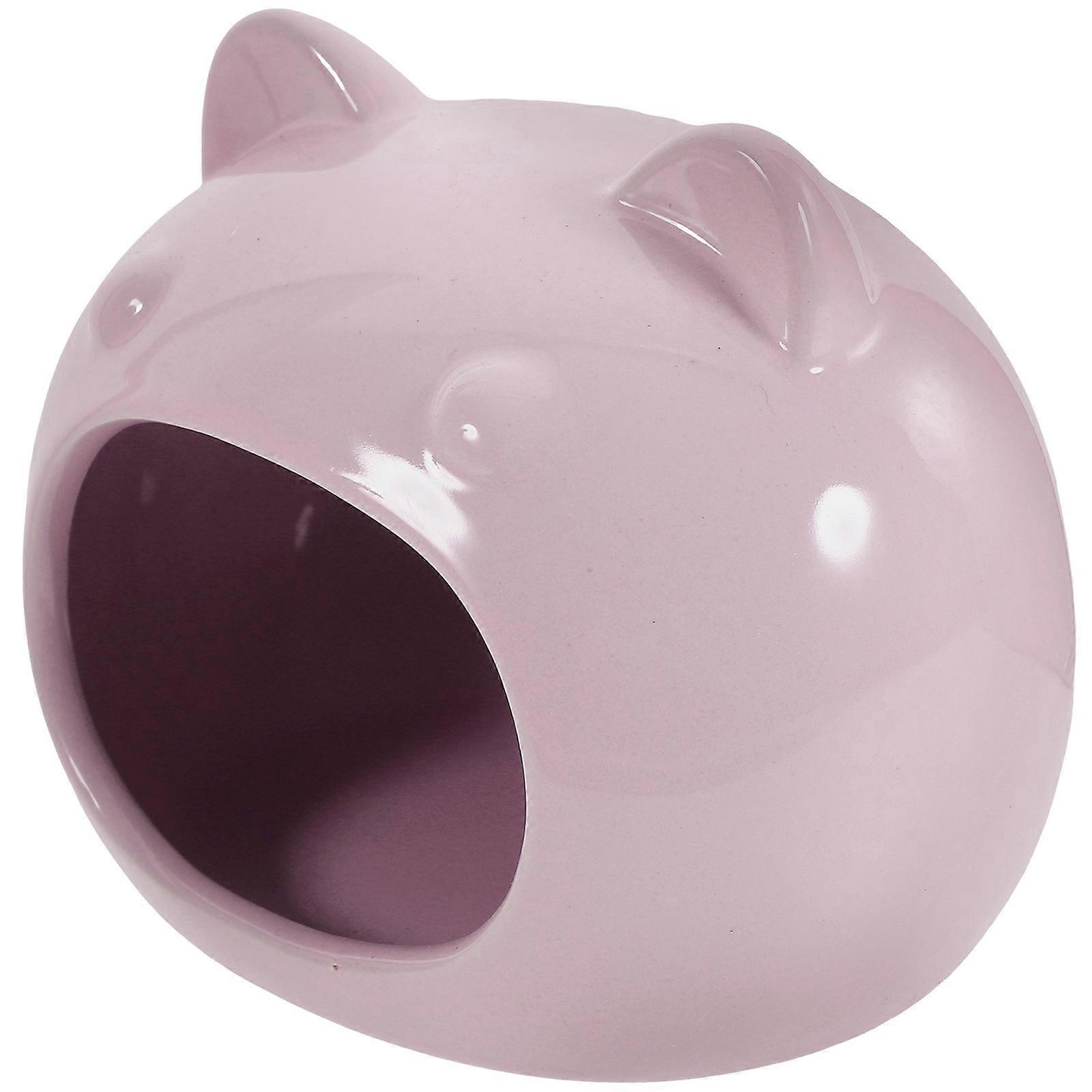 Ceramic Hamster Hideout 5Pcs Pink Cozy Bed for Small Pets