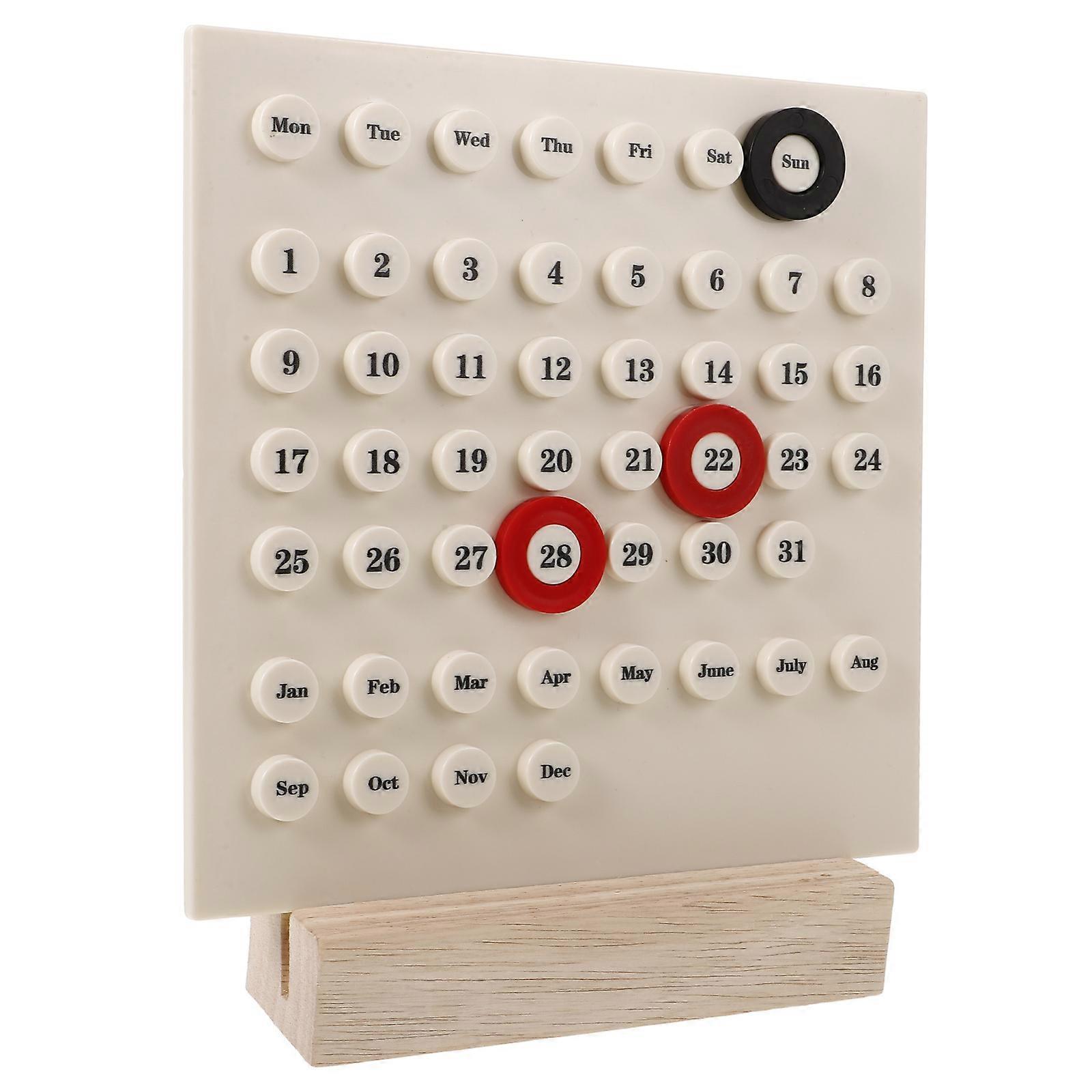 Desktop Wooden Calendar for Office Use with 2Pcs Standing Perpetual