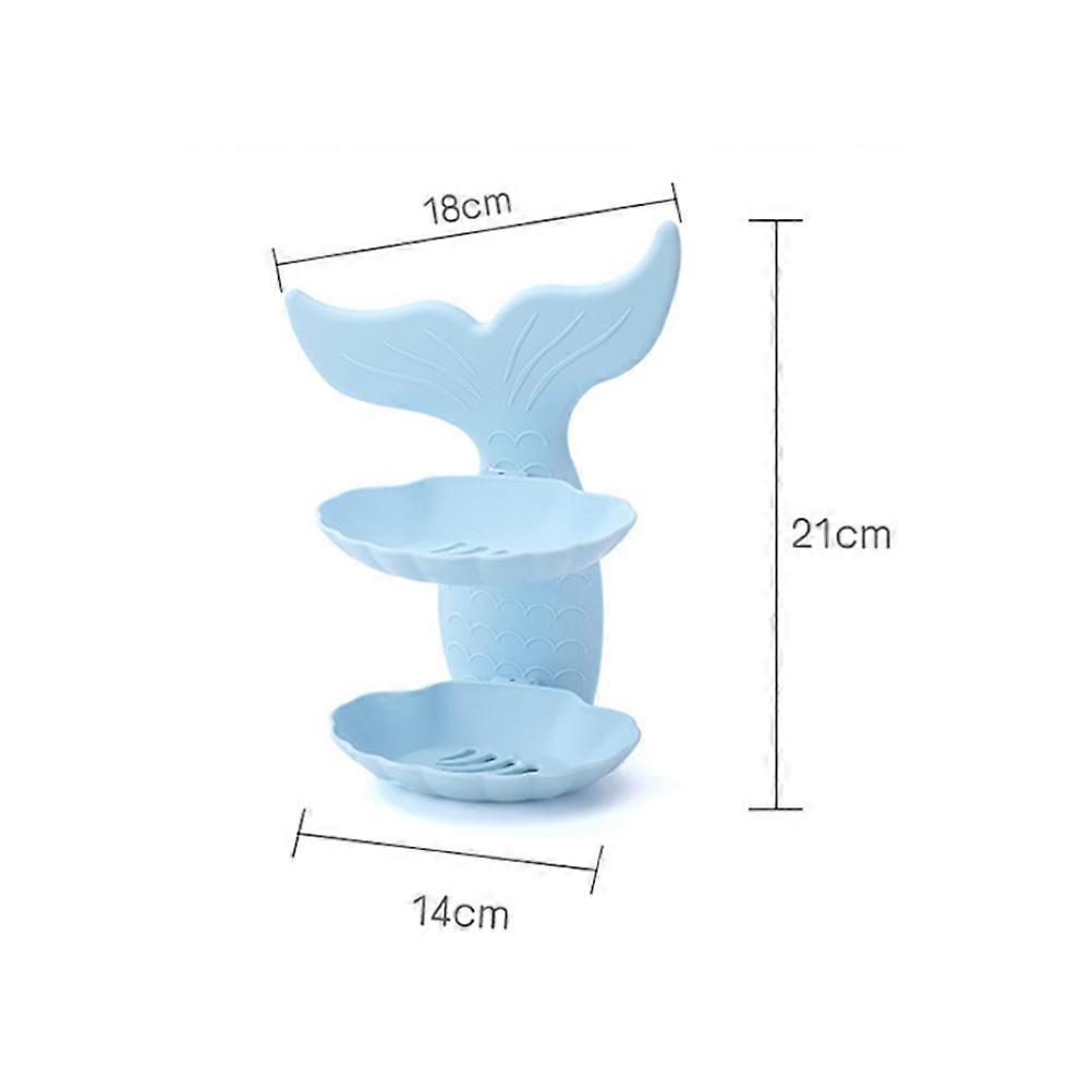 Soap Dish Wall Mounted Plastic Holder with Double Layers for Home 3Pcs Blue