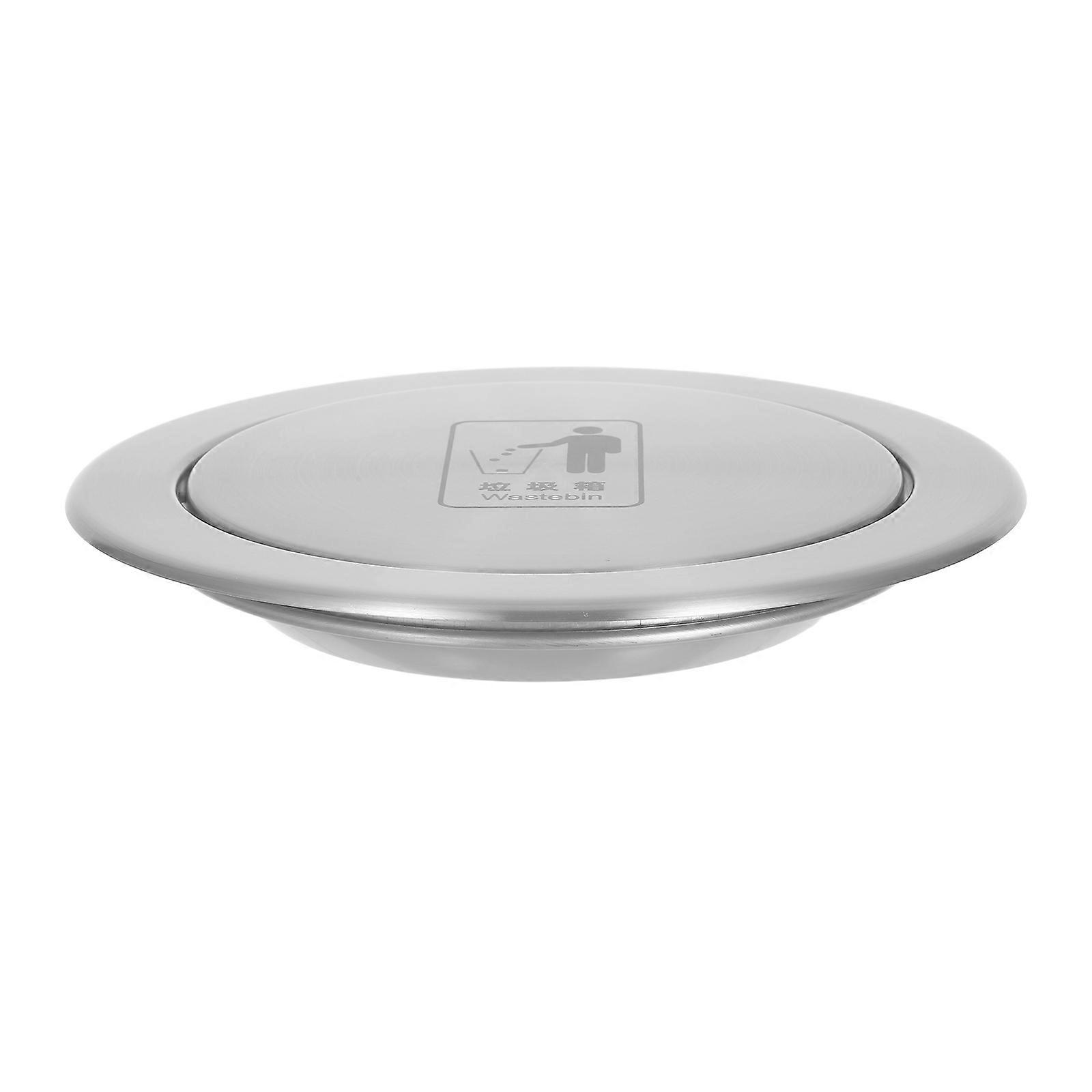 Stainless Steel Flip Lid Trash Can Cover For Household Users Suitable For Tight Spaces 2Pcs