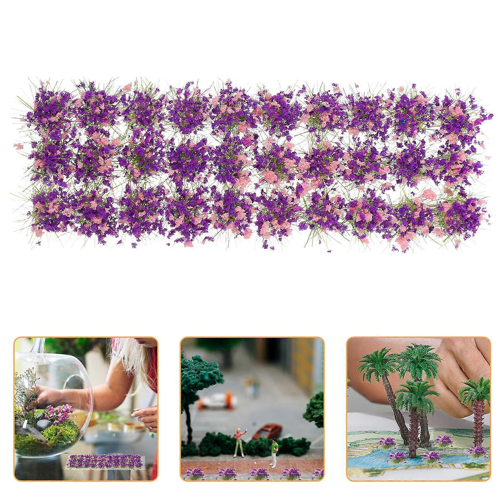 Artificial Flower Cluster Models For Miniature Gardens And Terrariums With Violet Color And Rectangular Shape For DIY Projects 3 Sheets