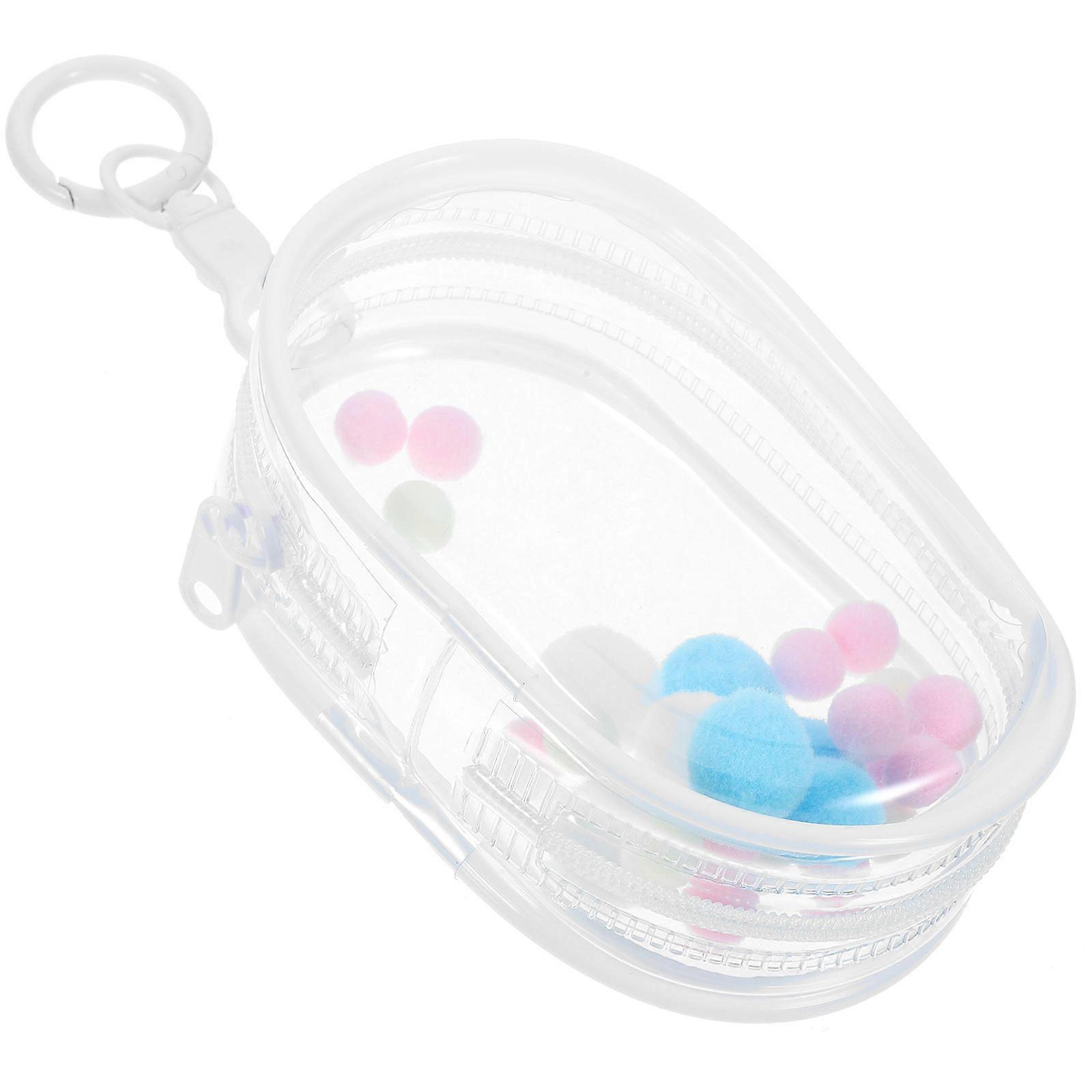Clear Doll Bag for Storage 1Set of Doll Display Case Keychain with Pompom