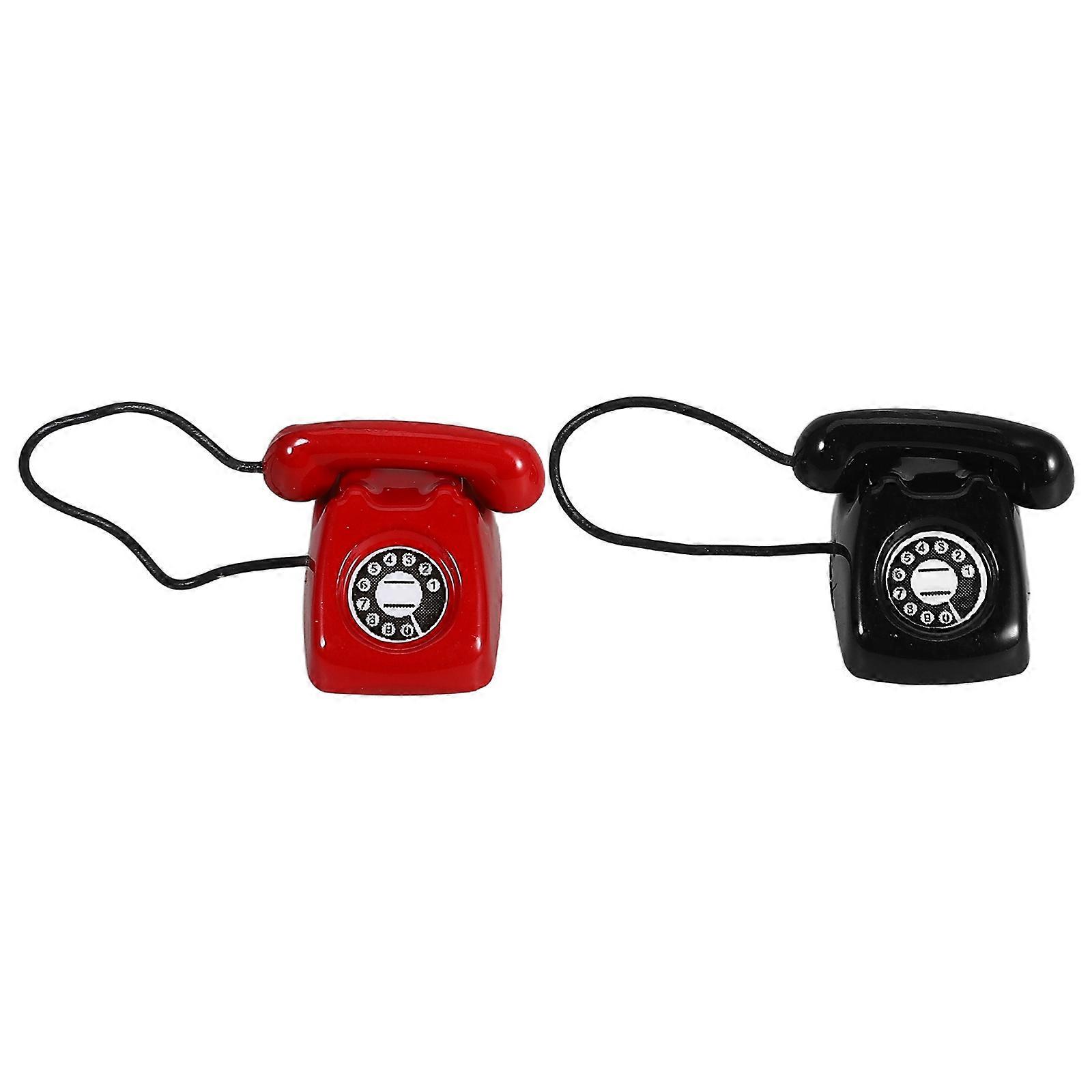 Miniature Phone Model for Decoration 10Pcs Retro Telephone Figurine