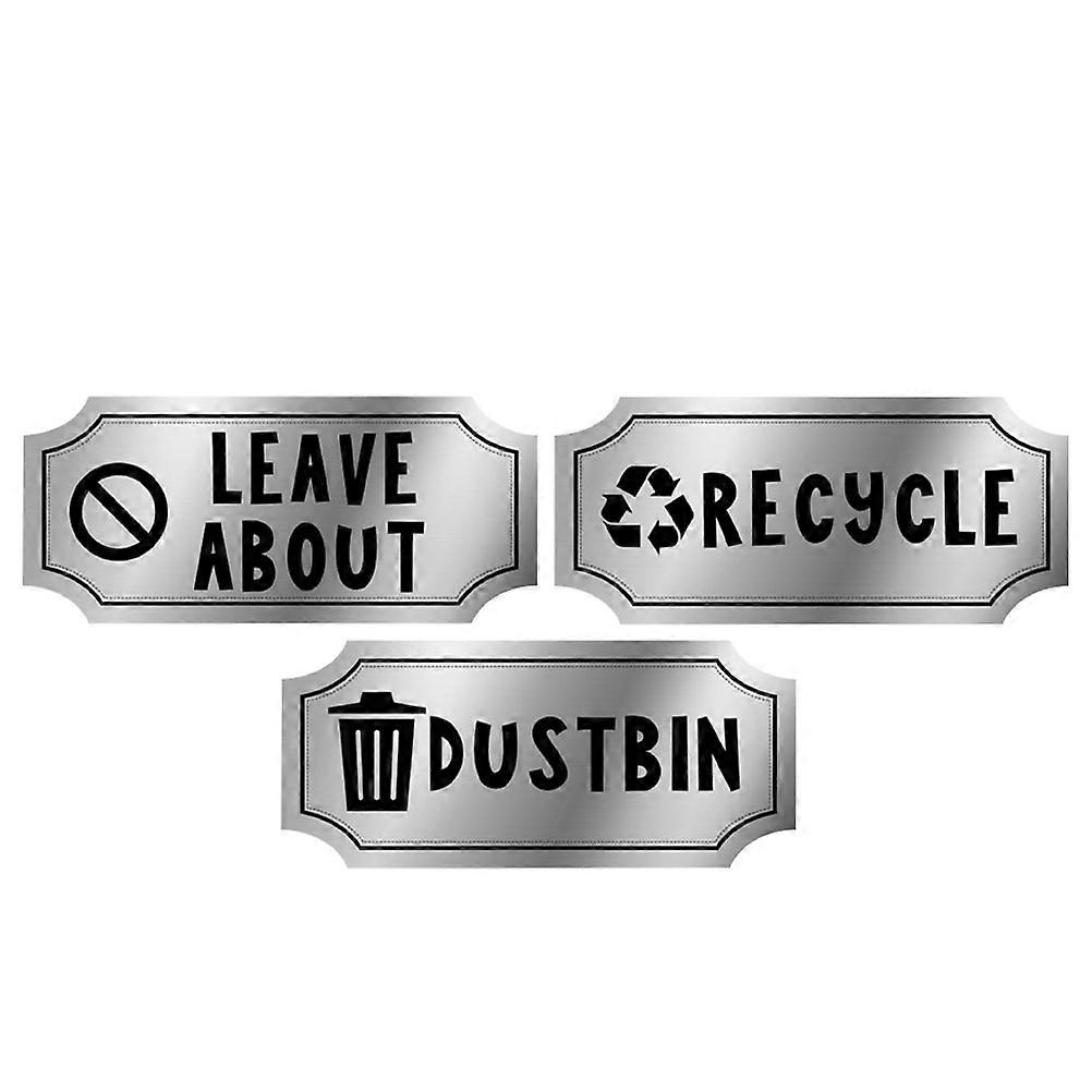 PVC Trash Can Stickers for Waste Sorting 2Sets Silver Wall Decals