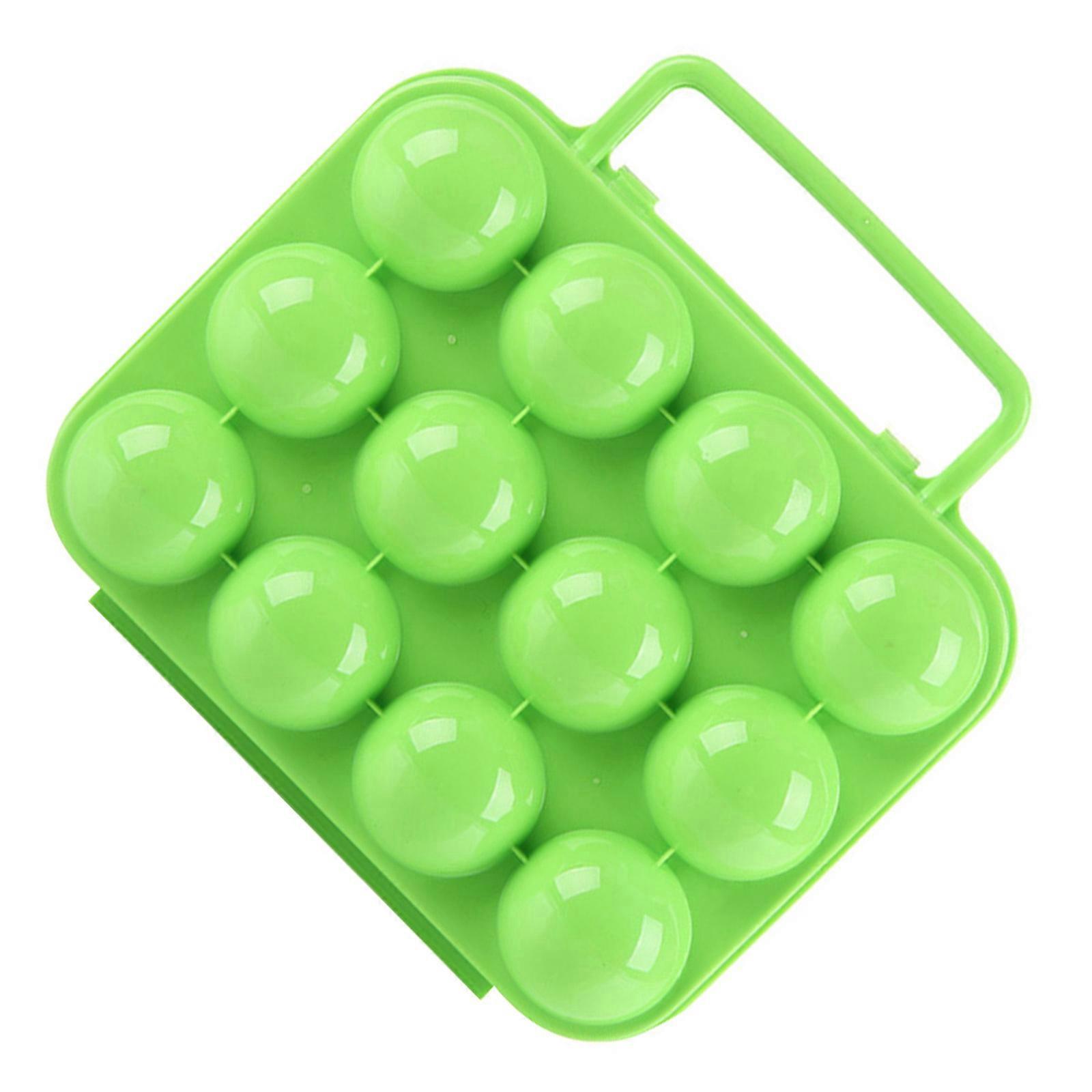 Plastic Egg Carrier for 3Pcs Folding Handle Egg Holder 12 Eggs Green