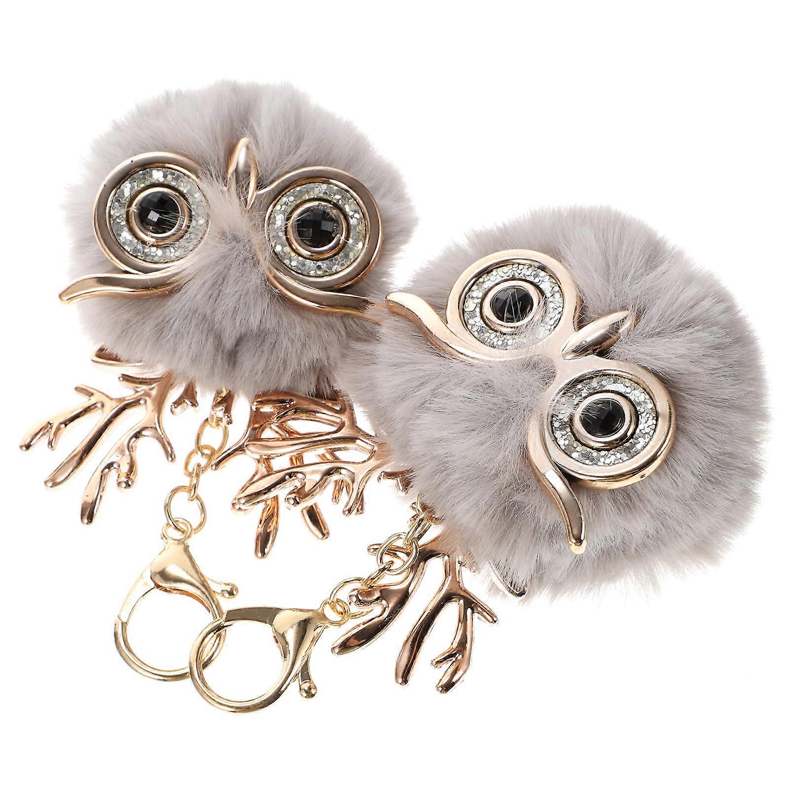 Plush Owl Animal Keychain Charm for Decor 2Pcs Lovely and Practical Keychain Pendant