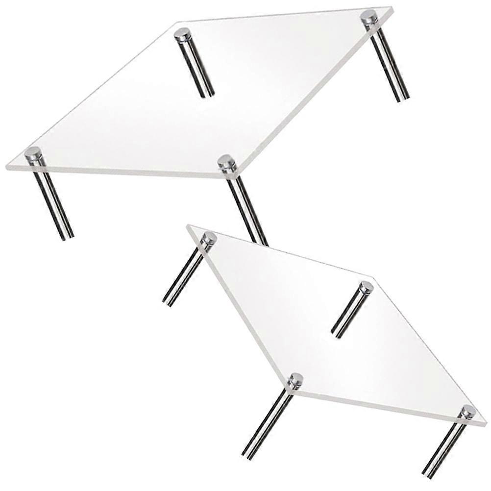 Acrylic Square Cake Stand For Home Use And Birthdays With 20X20X5Cm Size 2Pcs