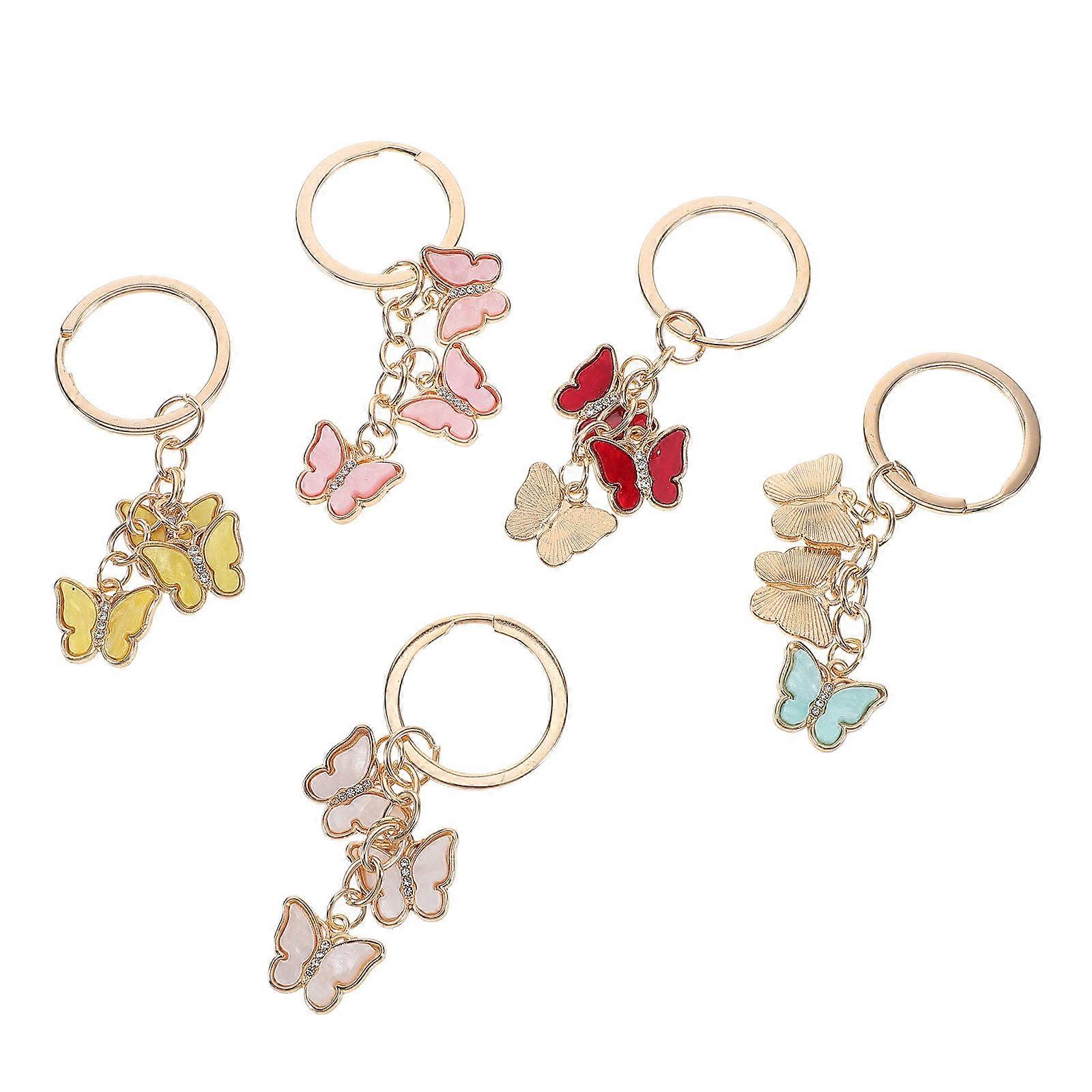 Decorative Pendant Butterfly Keyring With Rhinestones For Women And Girls 15 Pcs Assorted Color Keychain Charm