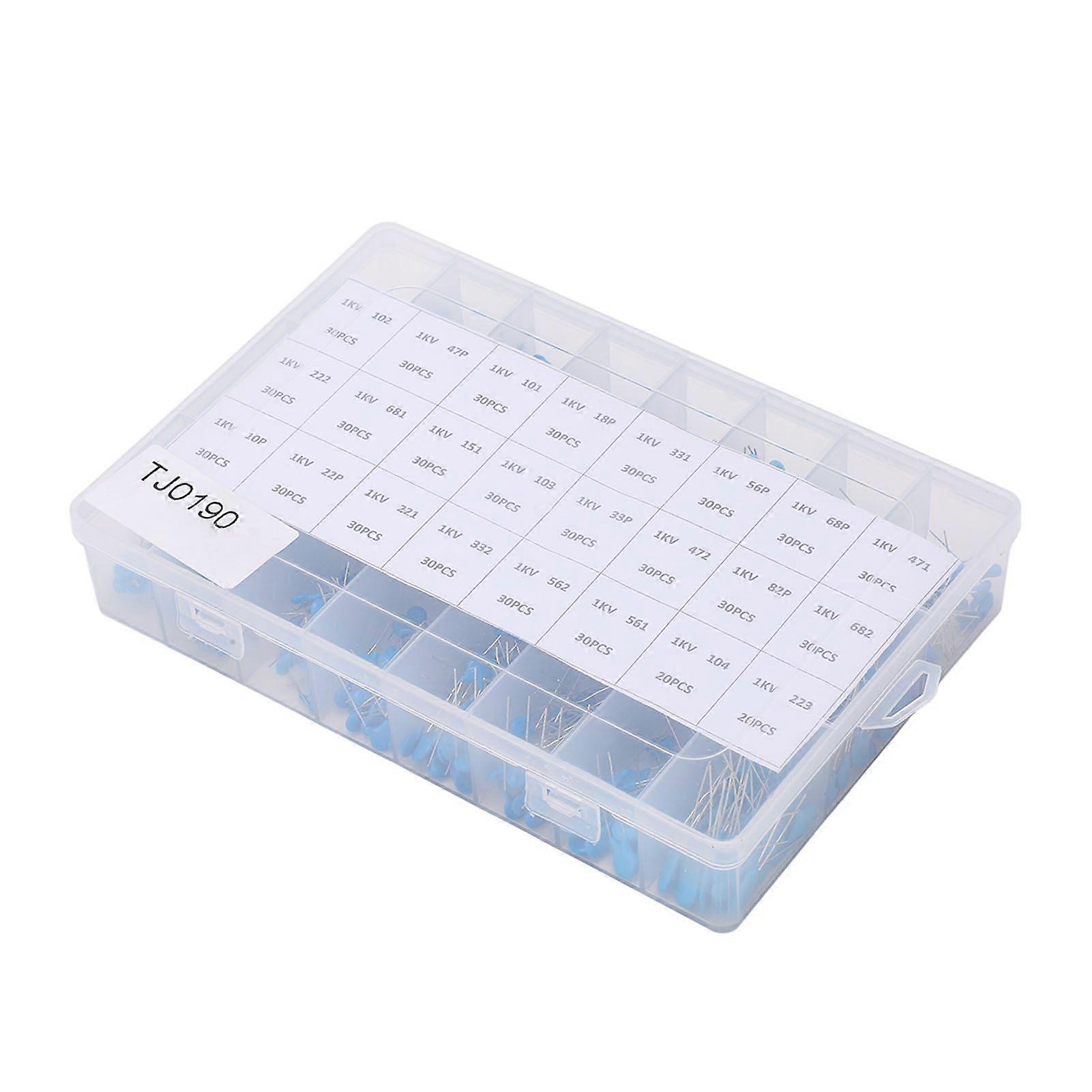 700Pcs Ceramic Capacitor 1KV High Voltage 24 Values Assortment Kit Set for Radio TV
