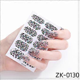 Pink Striped and Leopard Checkered Nail Stickers, Full Cover, Popular Design Nail Art Decals