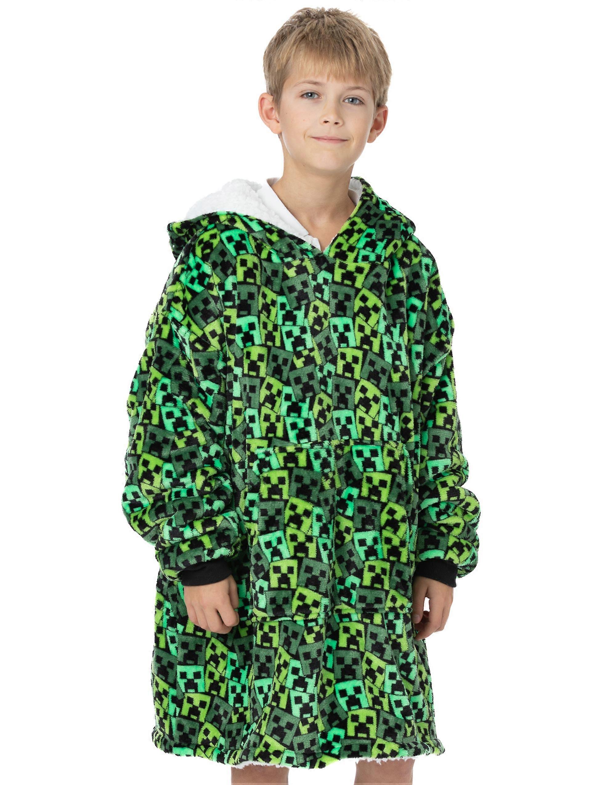 Minecraft Jungen Decke Kapuzenpullover Grün Allover-Print Creeper