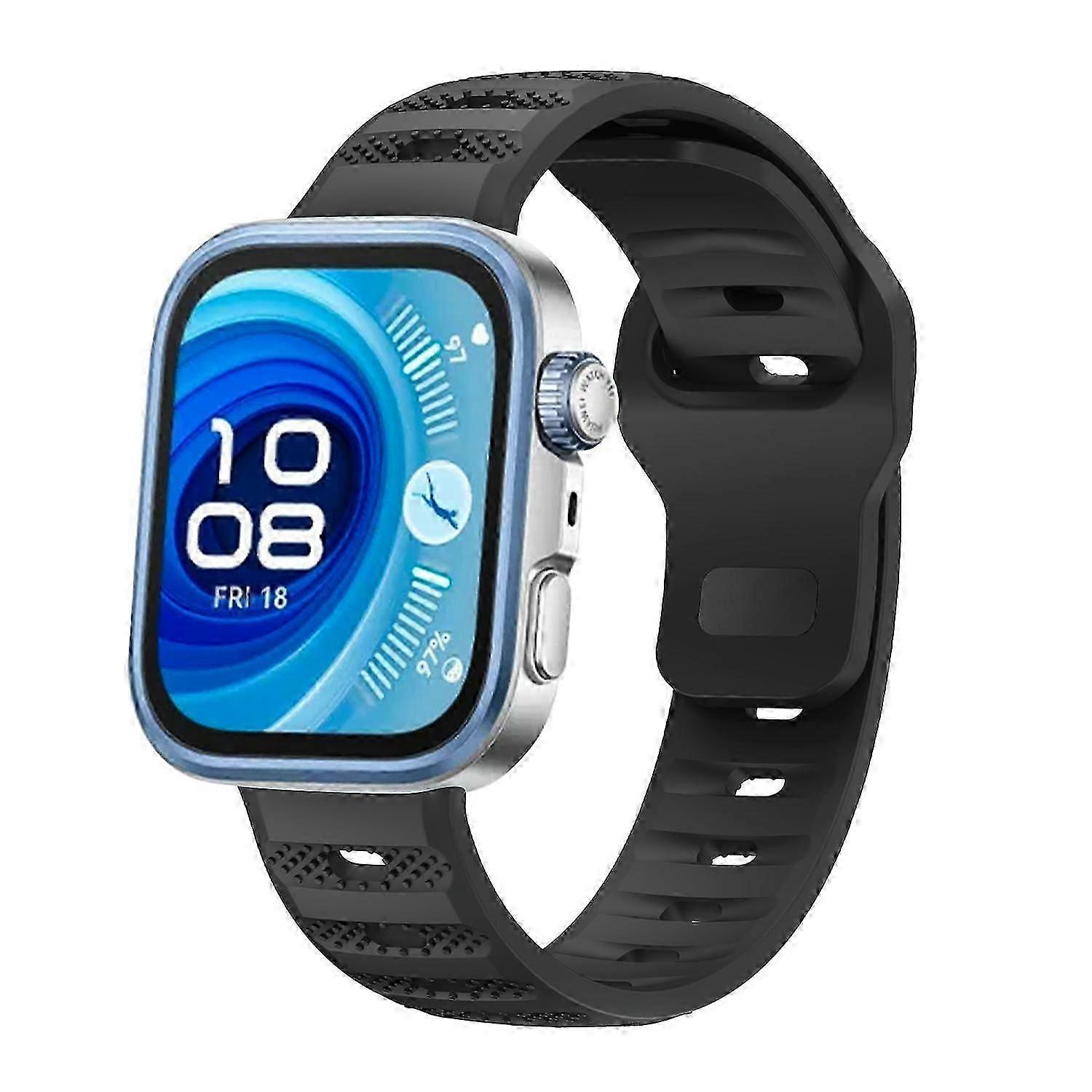 سوار ساعة سيليكون بإبزيم أسود منقط لساعة هواوي فيت 4 / فيت 4 برو / صالح 3