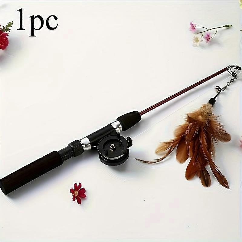 1pc Interactive Telescopic Cat Toy with Feathers,Durable Teaser Wand for Cats and Dogs, Fun Indoor Play and Exercise
