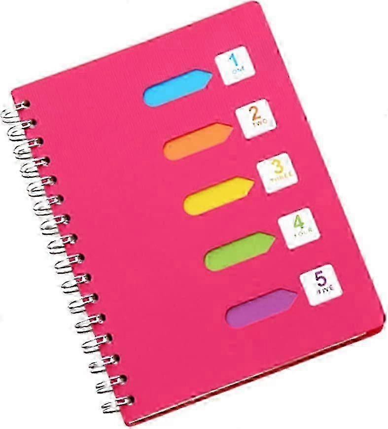 A5 Spiral Notebook 2 بوصة يوميات المفكرة فاصل مبطنة بدفتر ملاحظات حلزوني لمدرسة المكتب (A5 Pink)