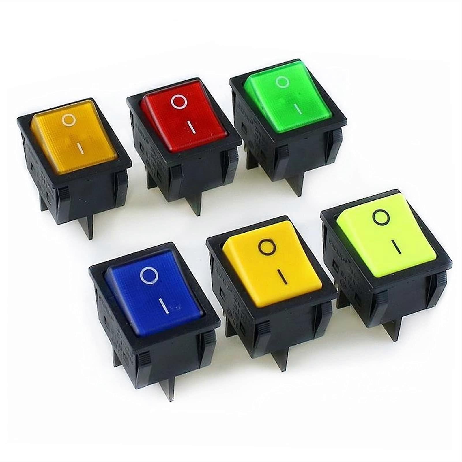 LED Light Illuminated DPST ONOff 4Pin Snap in Rocker Switch Green No Light 20A/250V AC 25A/125V AC Decoration
