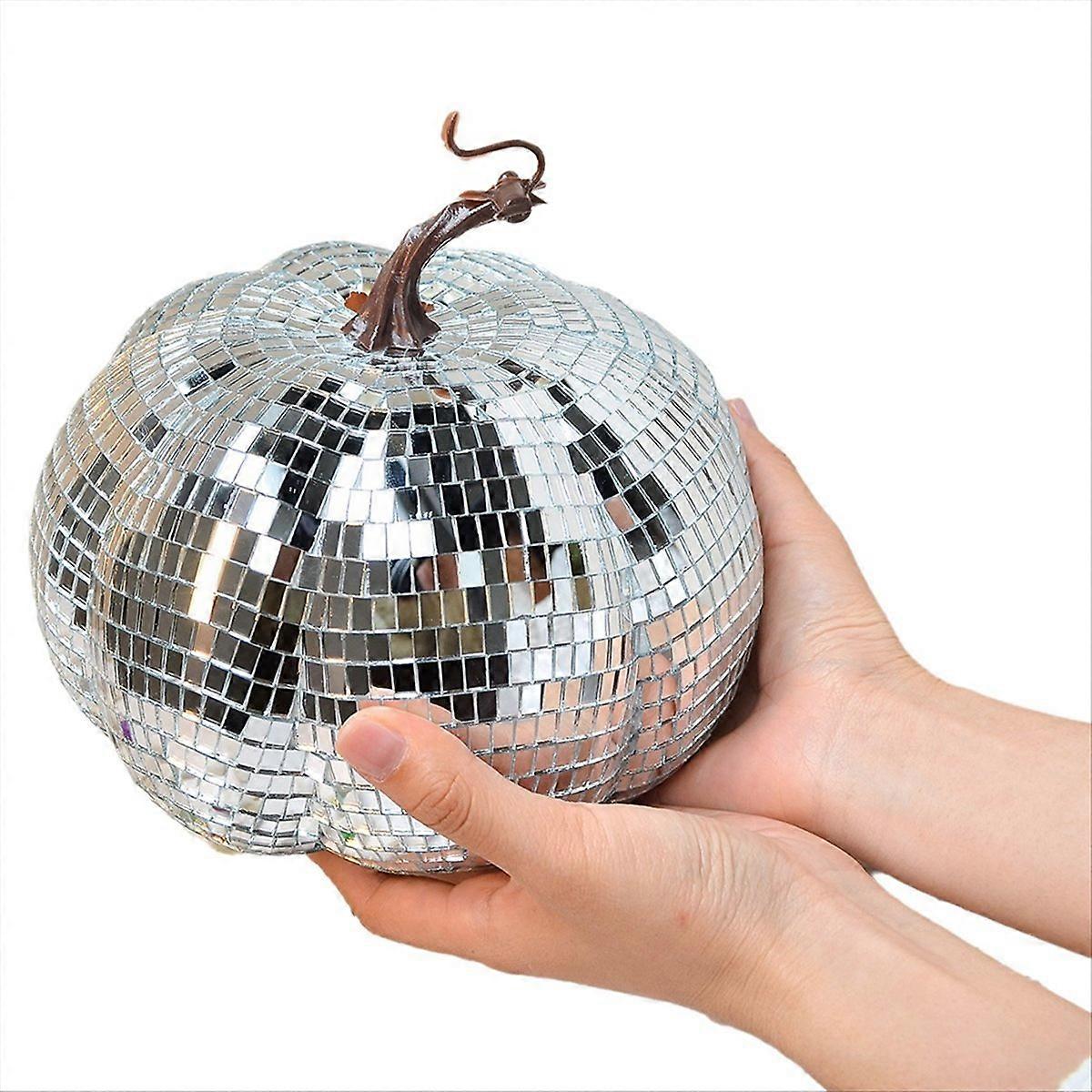 Silver Mirror Disco Ball, Pumpkin Shape Disco Ball,20cm