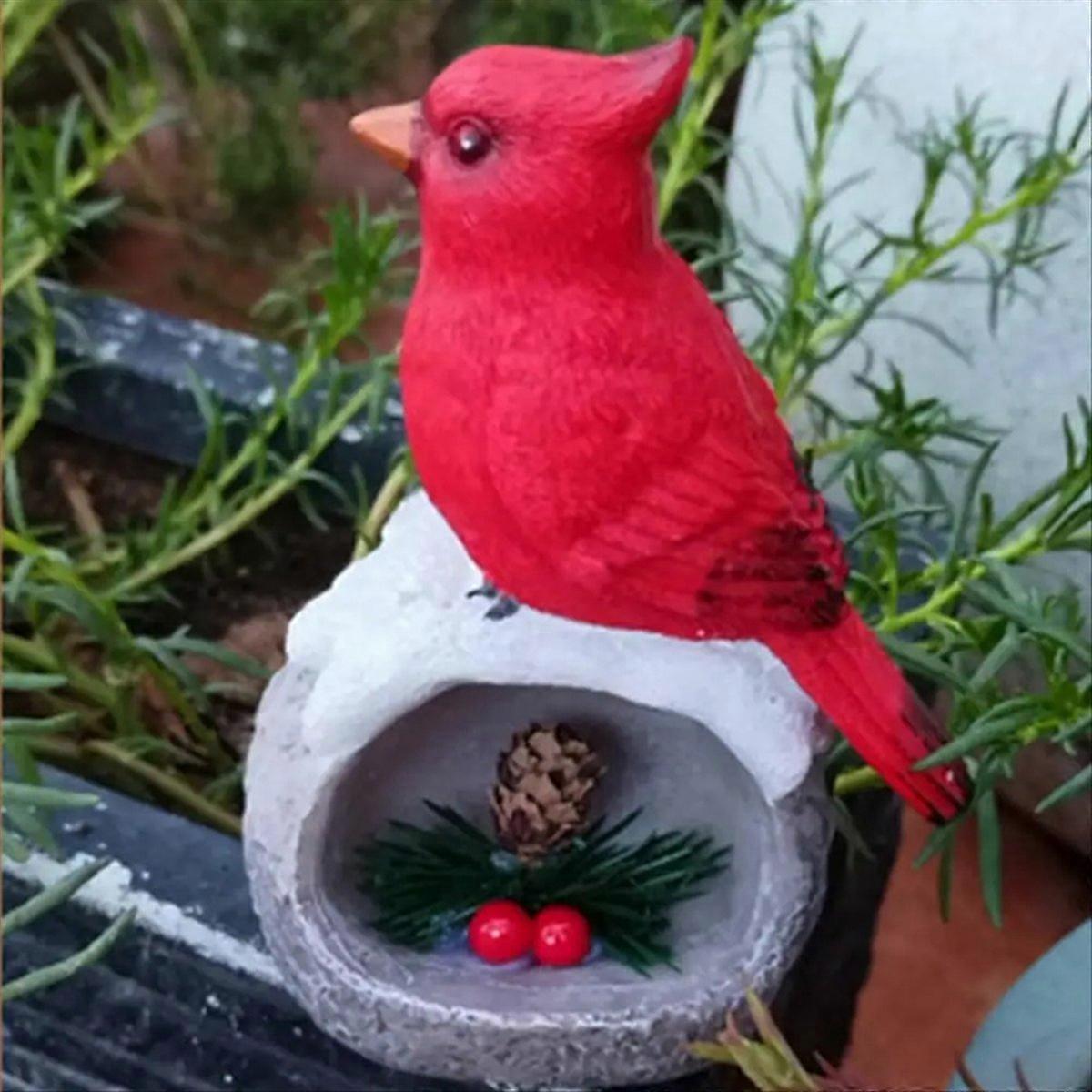 Red Bird Figurine Handmade Simulated Artificial Crafts
