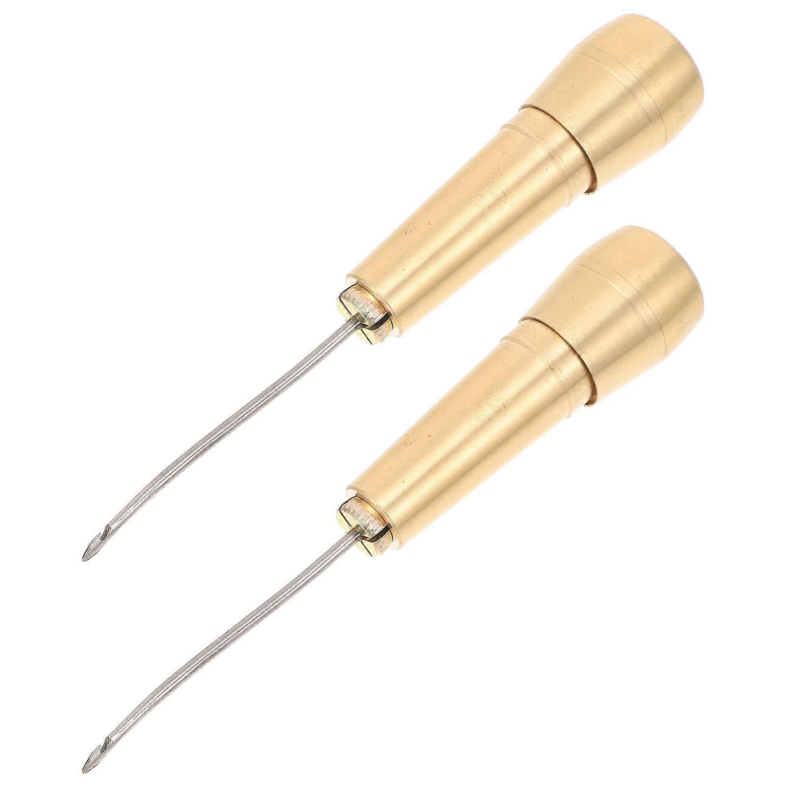 Leather Punch Tool Cobbler Tools Handle Scratch Sewing Hole Piercing Crochet Work 2 Pcs