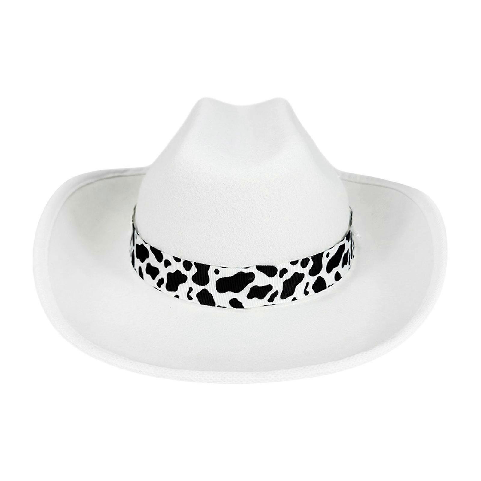 Trendy Cow Embellished Cowboy Hats For Youth Soft Multiple Color Size Photo Props  White