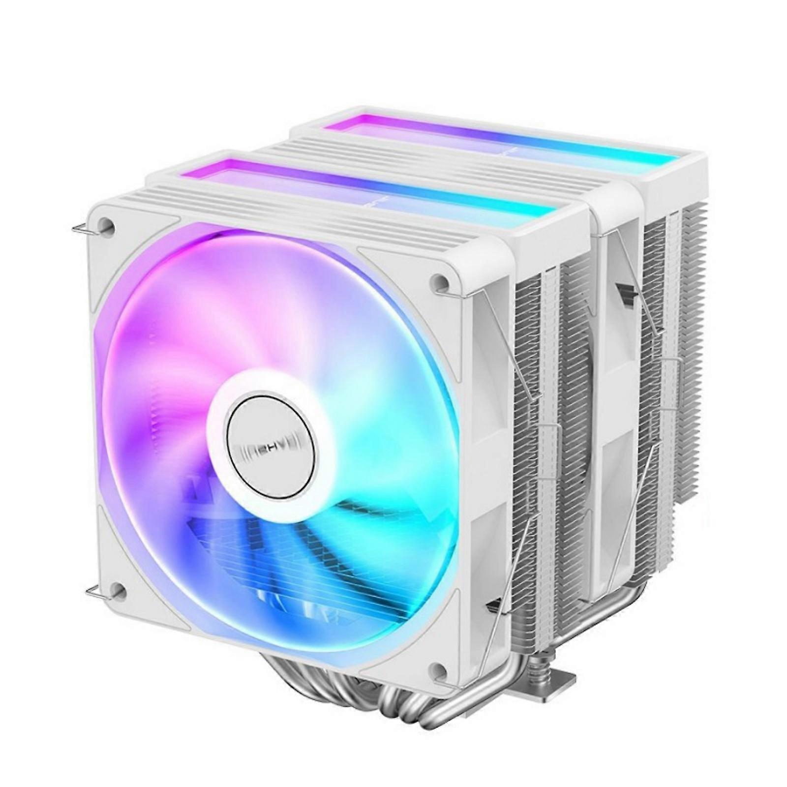 Double Tower ARGB CPU Air Refrigerator With 6 Heat Conduits Twin PWM Admirers And Against Weight Technology For Multiple Platform  White