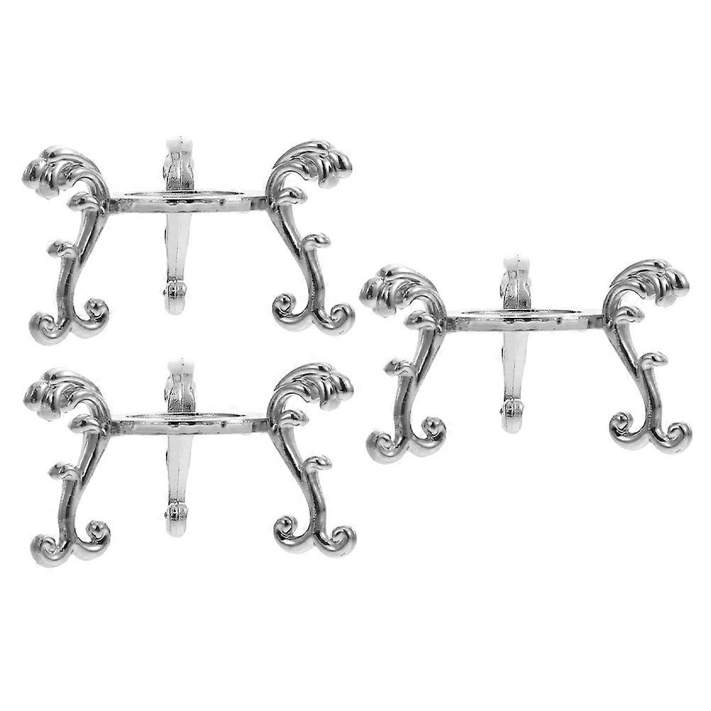 Ball Globe Stand Metal Crystal Holder 3Pcs Silver Decorative Display