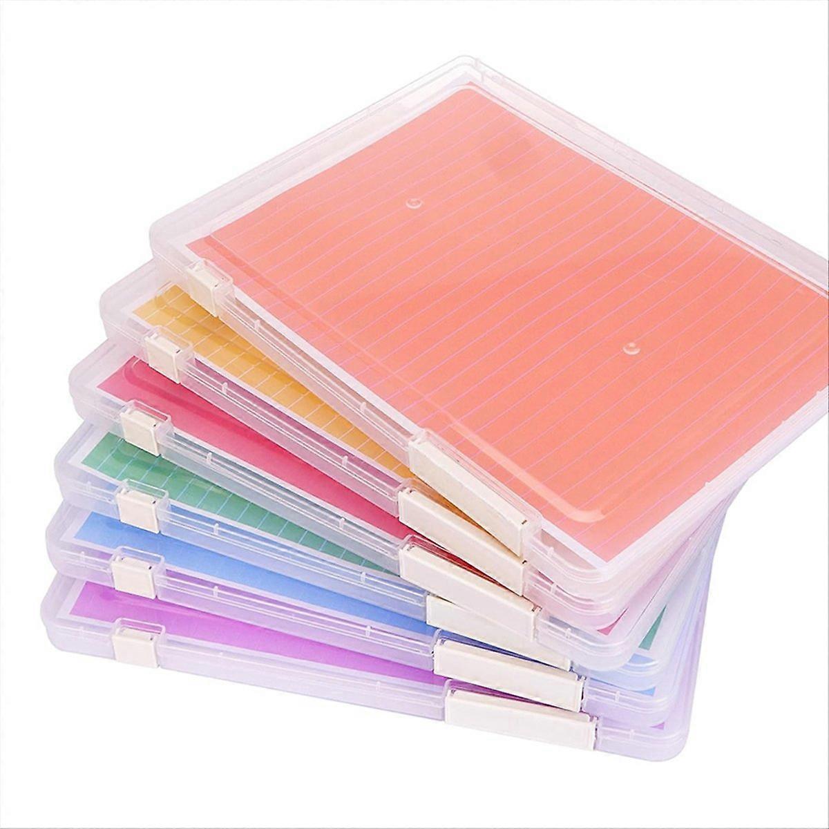 Plastic File Storage Box, 6 Pack A4 Paper Storage Boxes with Two Types of Labels for 8.5 X 11 Inch L