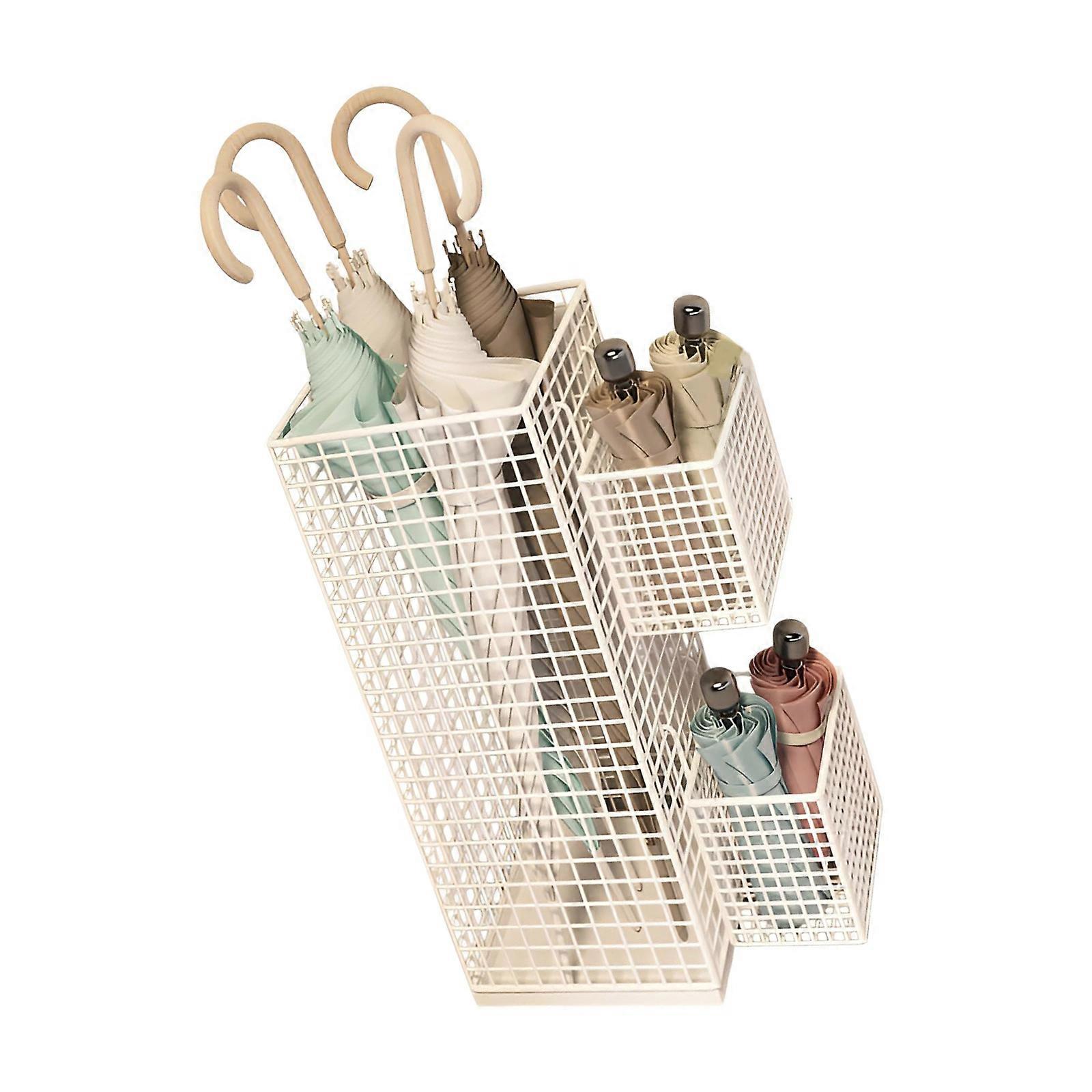 Heavy Duty Umbrellas Holder With Ventilated Grids For Folding Umbrellas Waterproof Base And Rusts Resistant Metal  White