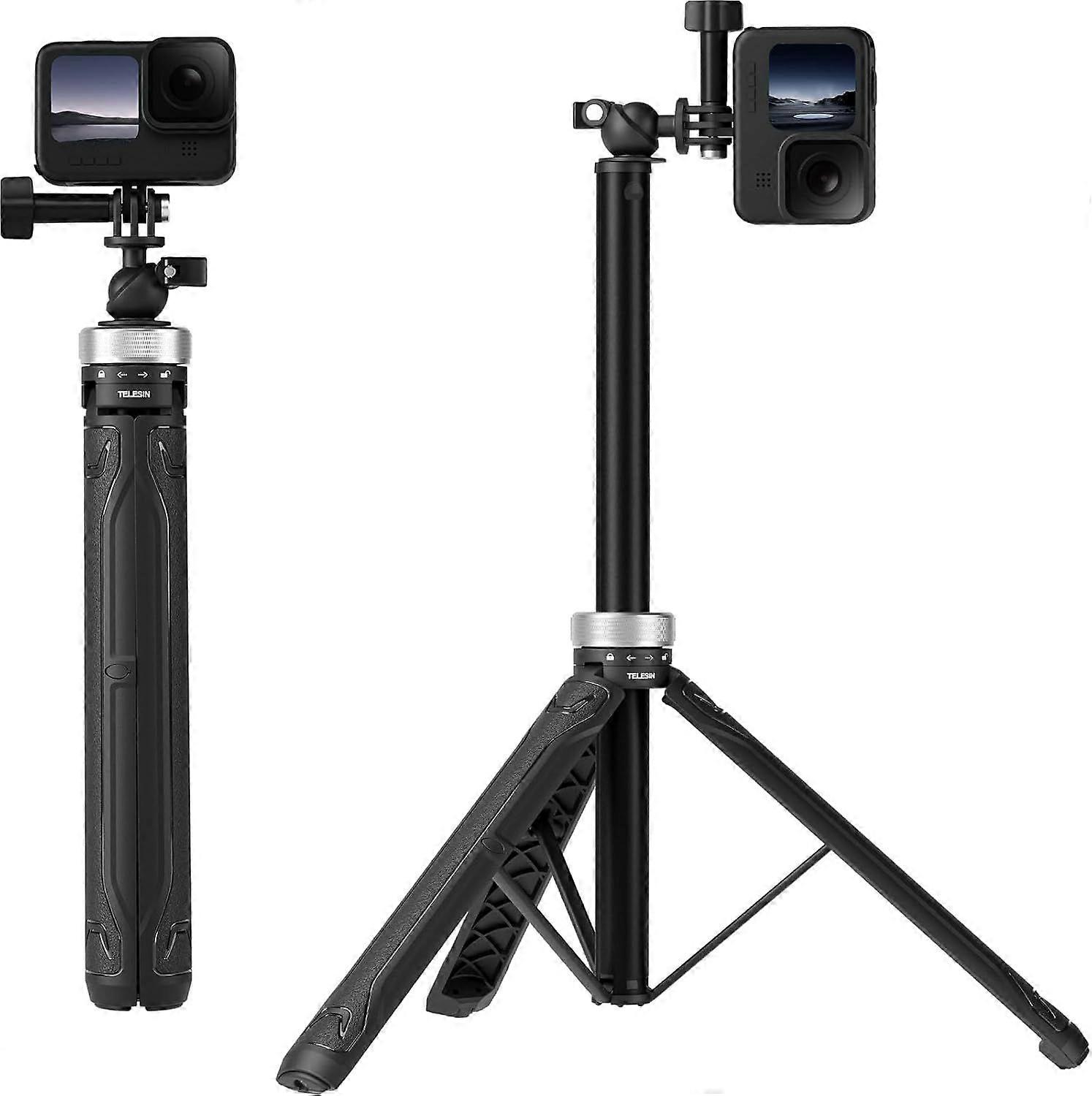 TELESIN 59 Inch Long Selfie Stick Tripod for GoPro, 360 Ball Joint Extension Pole Monopod Handle for Go Pro Max Hero 13 12 11 10 9 Insta3