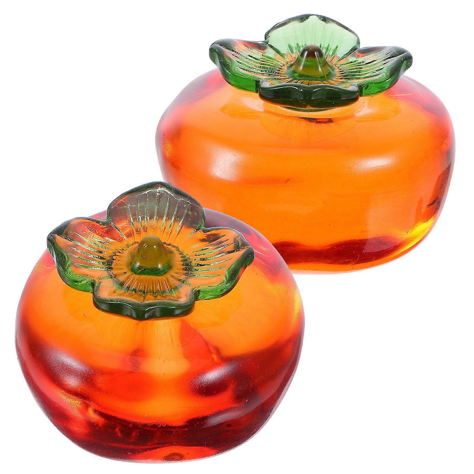 Crystal Paperweight Persimmon for Calligraphy 2Pcs Office Decoration