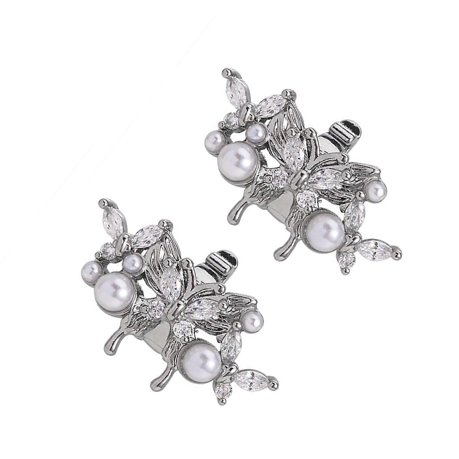 Zirconia Rhinestones Butterfly Earphone Charms AntiSlip Clasps Quick Installation For Multiple Devices Multicolor