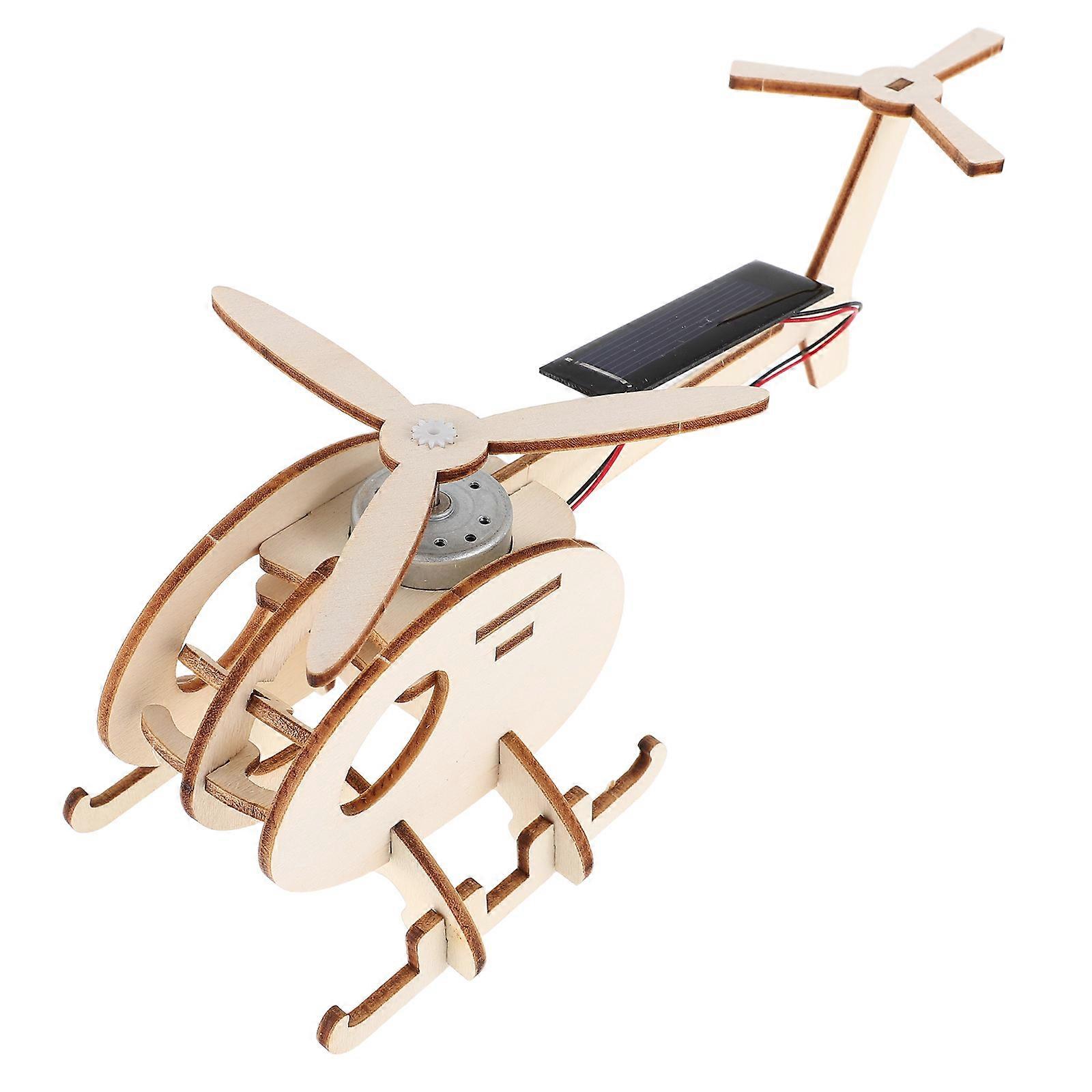 Solar Powered DIY Solar Helicopter Model Toy for Learning 1Set Wood