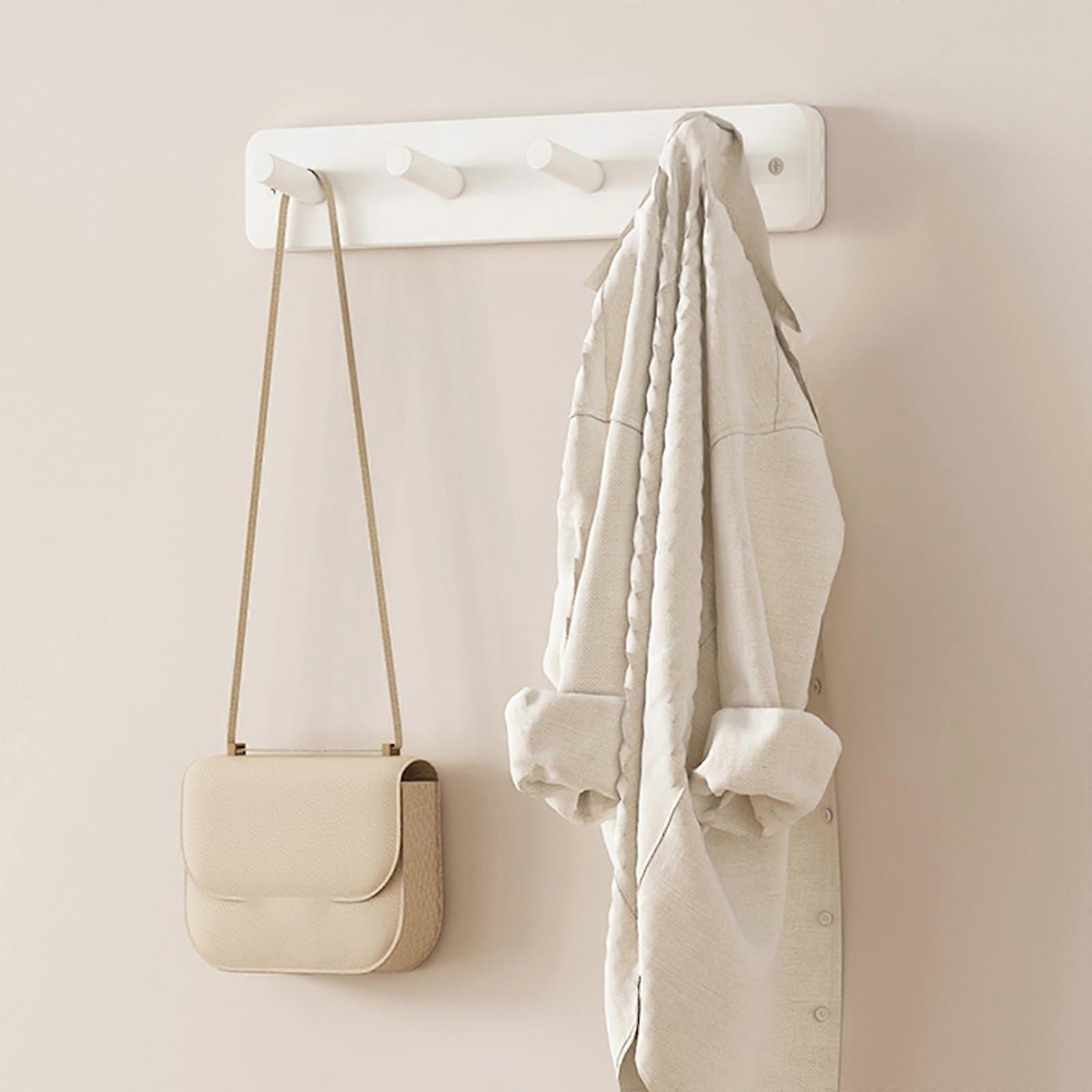 Bamboo Wall Coat Rack with Hooks, Space-Saving Clothes Hanger for Entryway, Office, Small Apartment