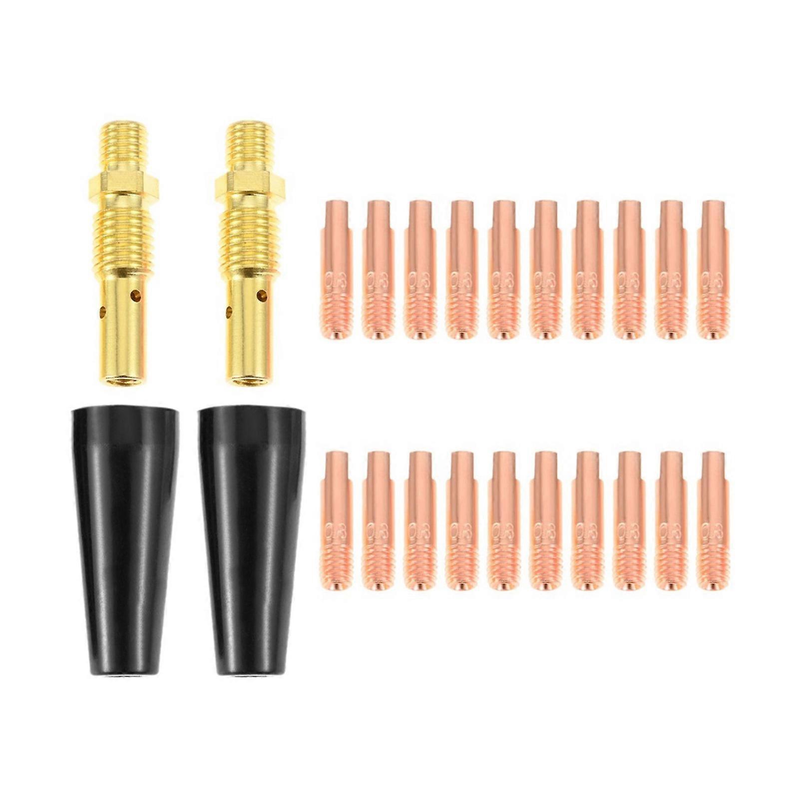 24 Piece Welding Nozzle Kit Multiple Size Copper Nozzles with Rubber Seals for Extended Use Multicolor